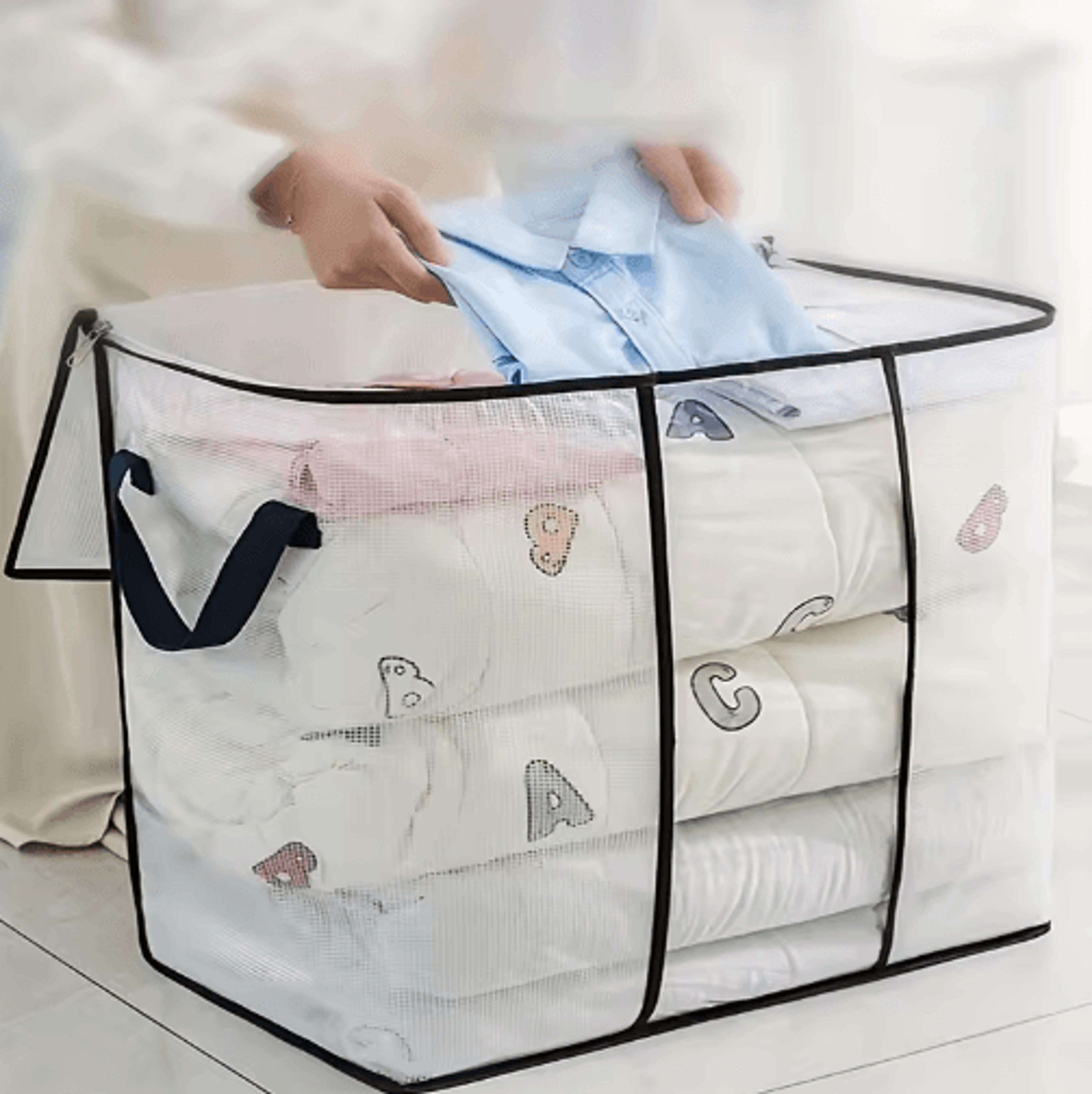 Large Transparent Zippered Storage Bag With Handles 3