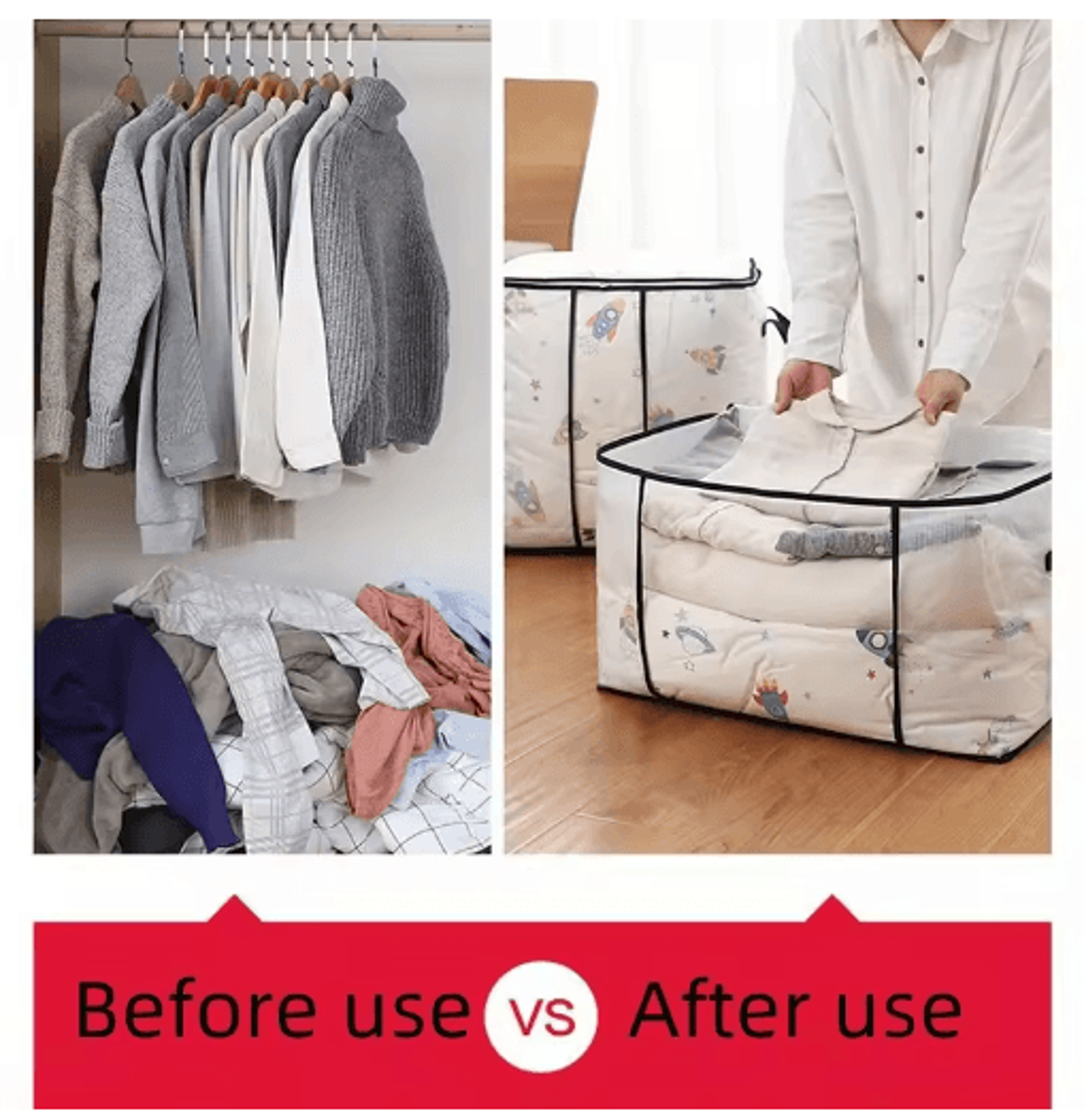 Large Transparent Zippered Storage Bag With Handles 2