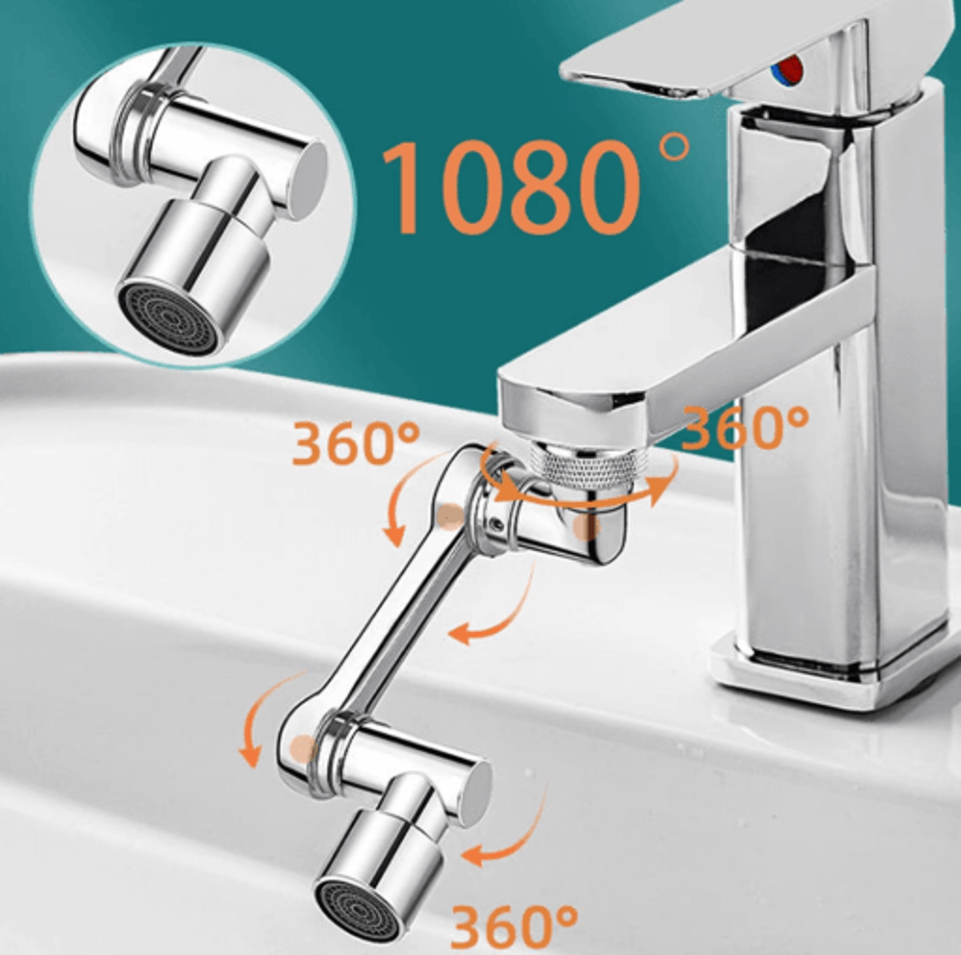 360° rotating foldable faucet extender spray head