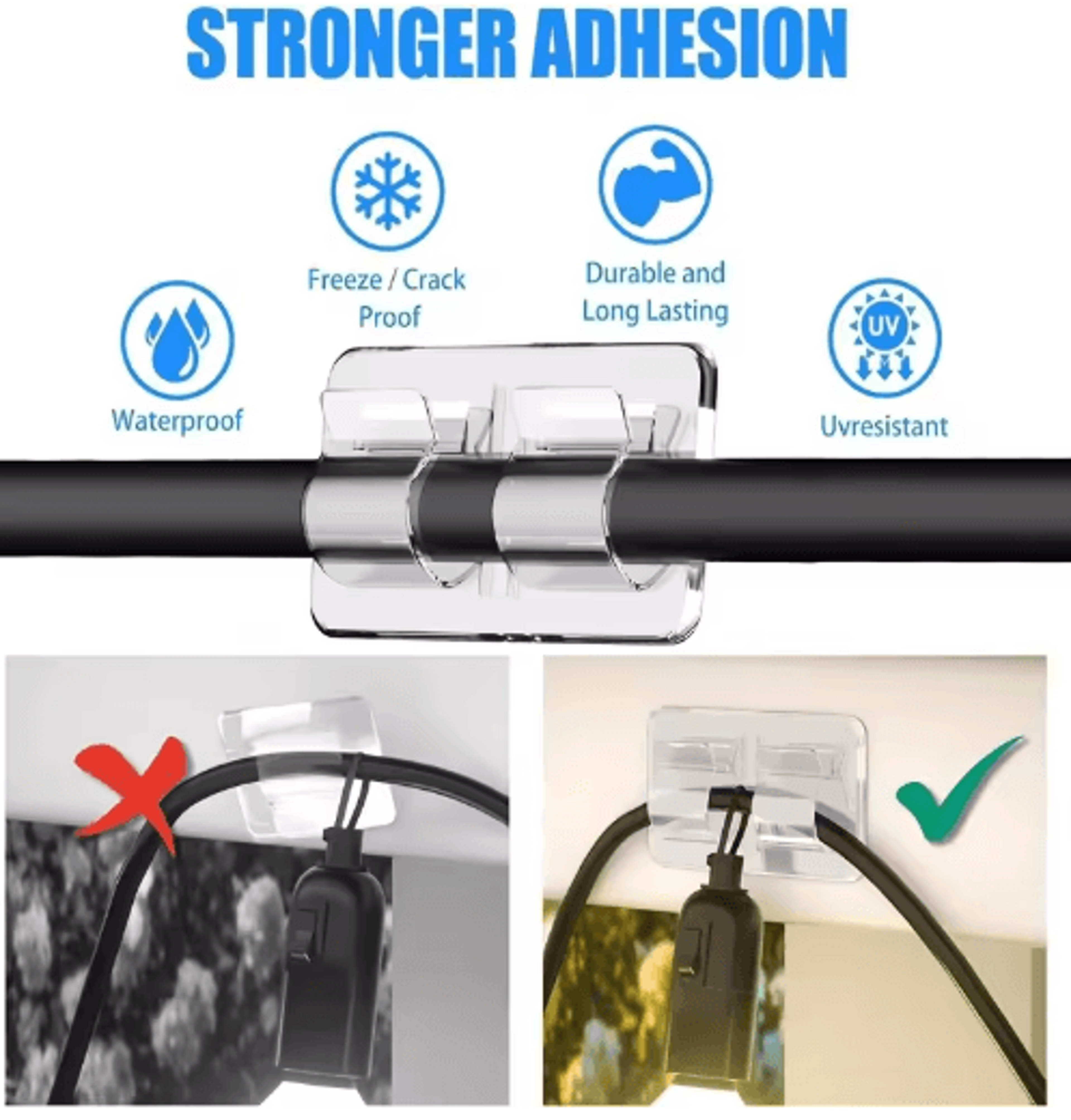 410Piece Clear SelfAdhesive Hooks For String Lights 6