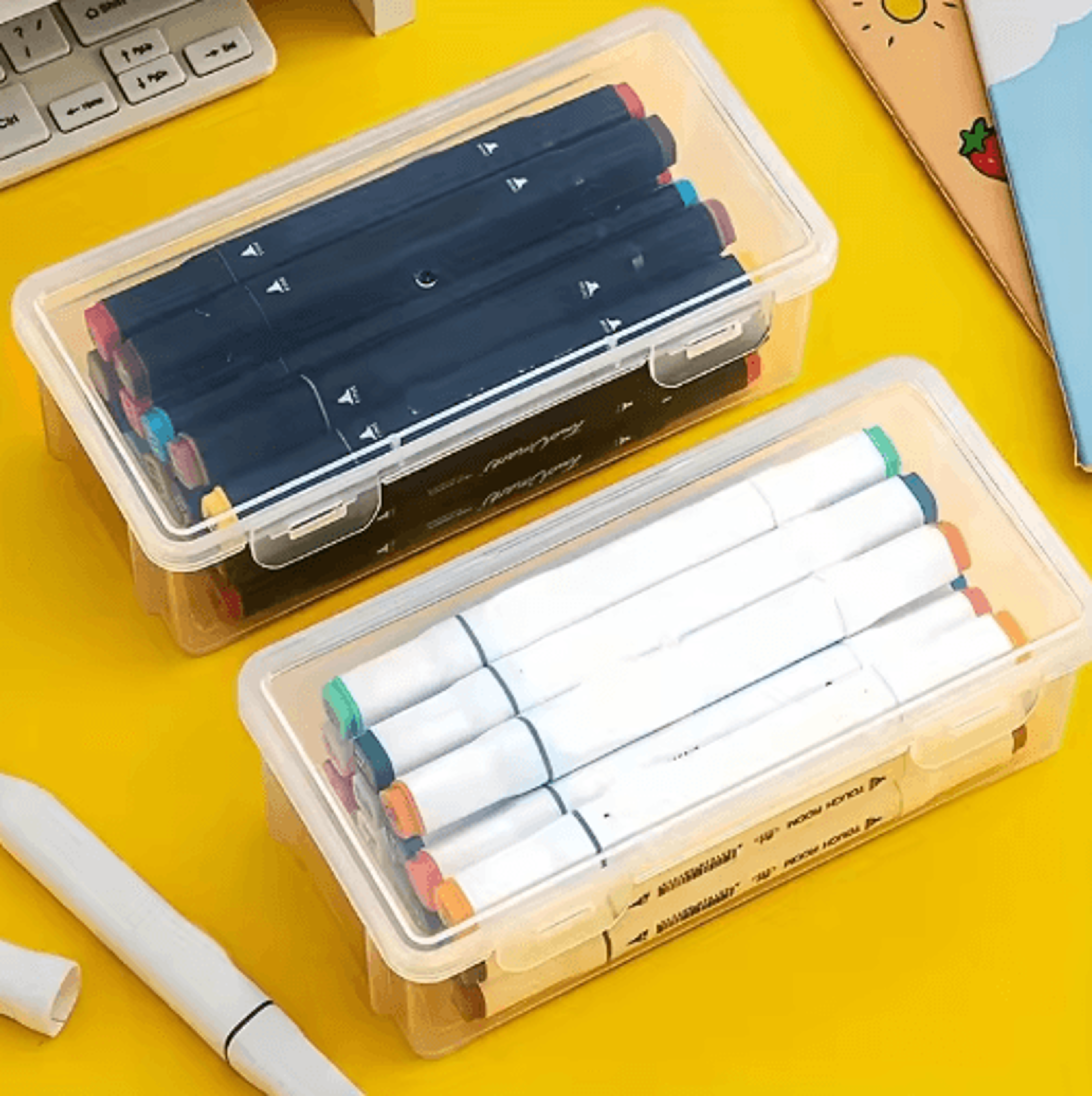 24Piece LargeCapacity Transparent Office Storage Boxes 2