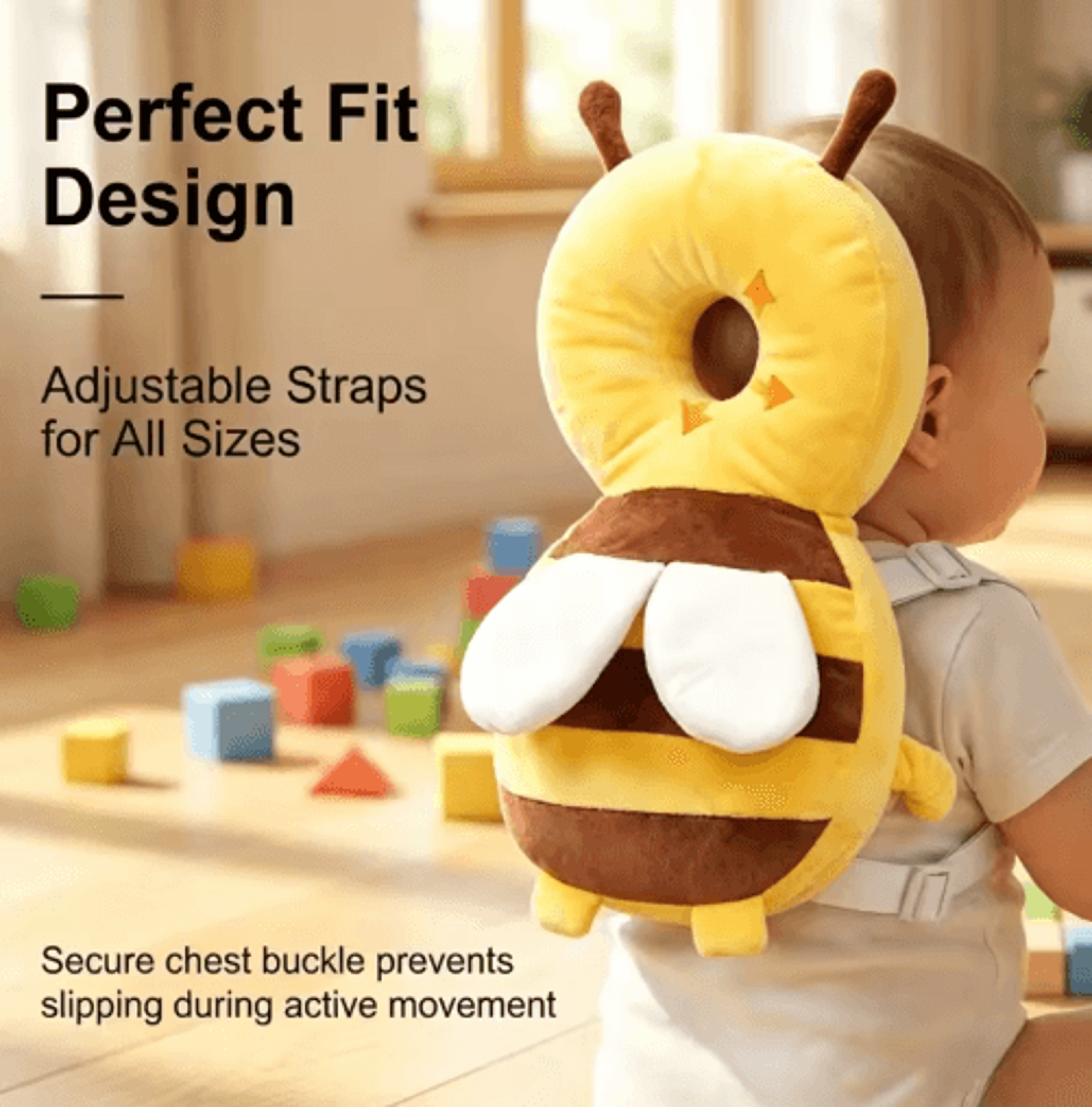 little bee baby head protector – breathable anti-fall cushion for toddlers