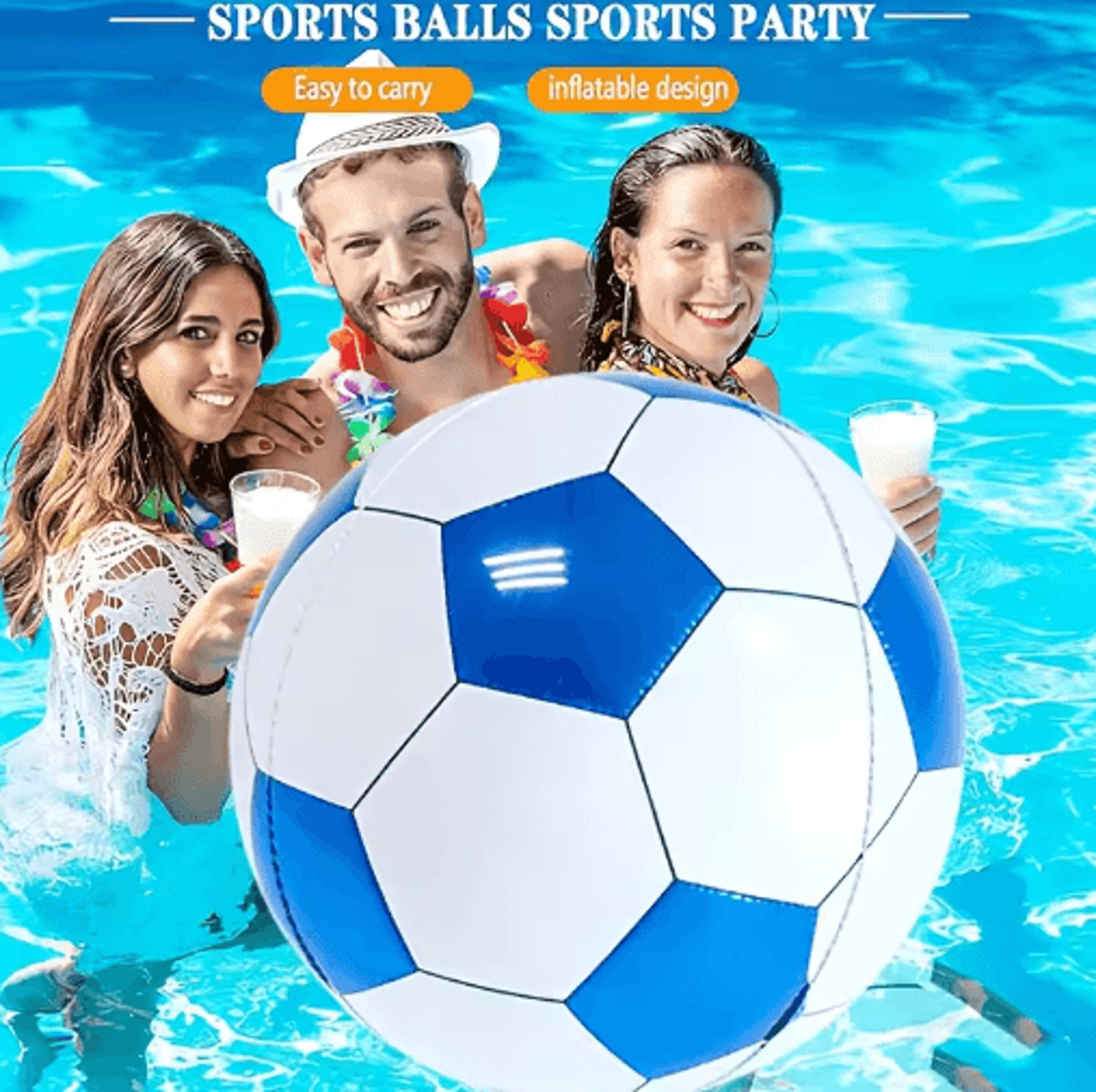 Giant 4D Blue Soccer Foil Balloon  Round Sports Party Decoration 4