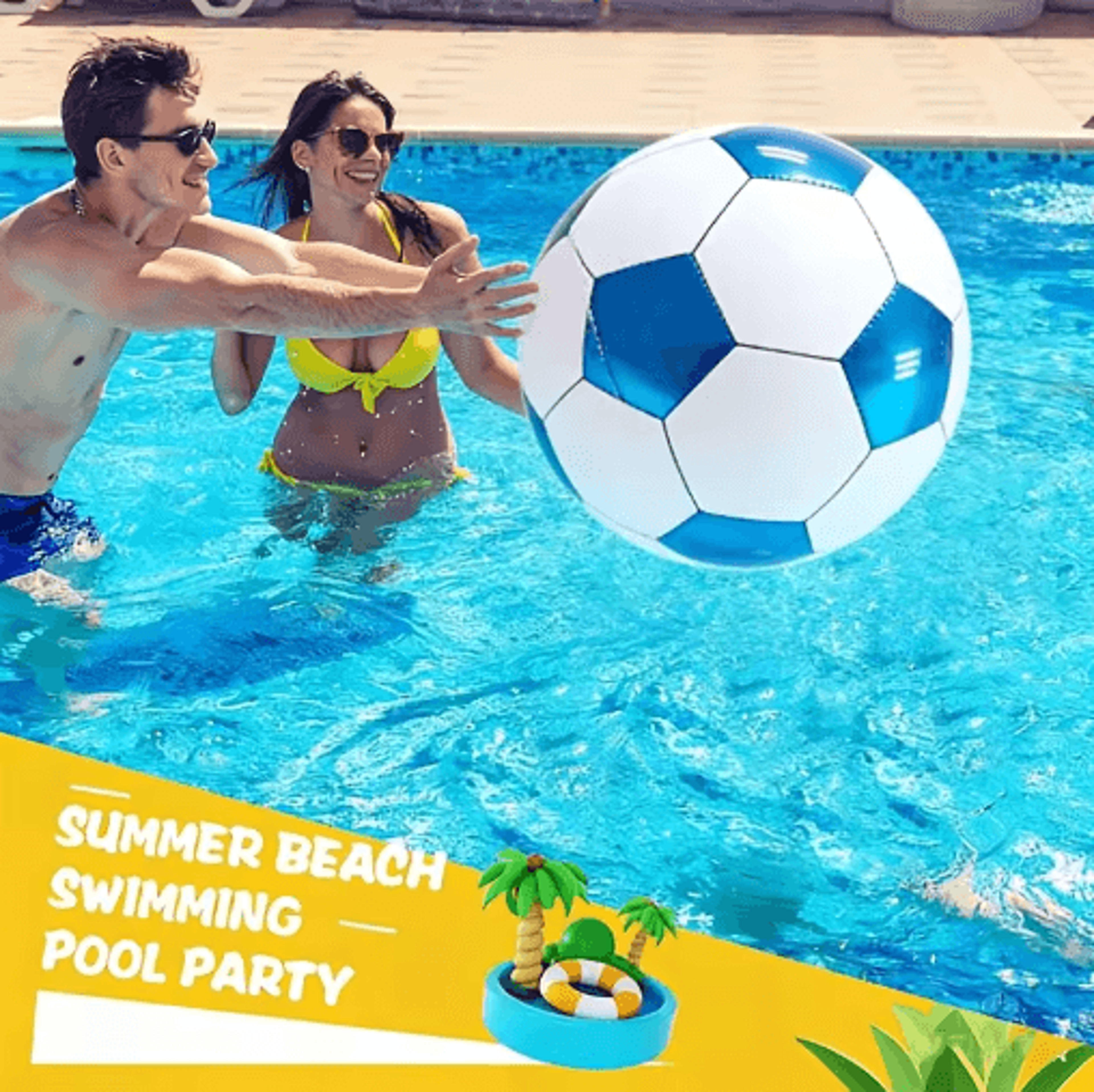 Giant 4D Blue Soccer Foil Balloon  Round Sports Party Decoration 3