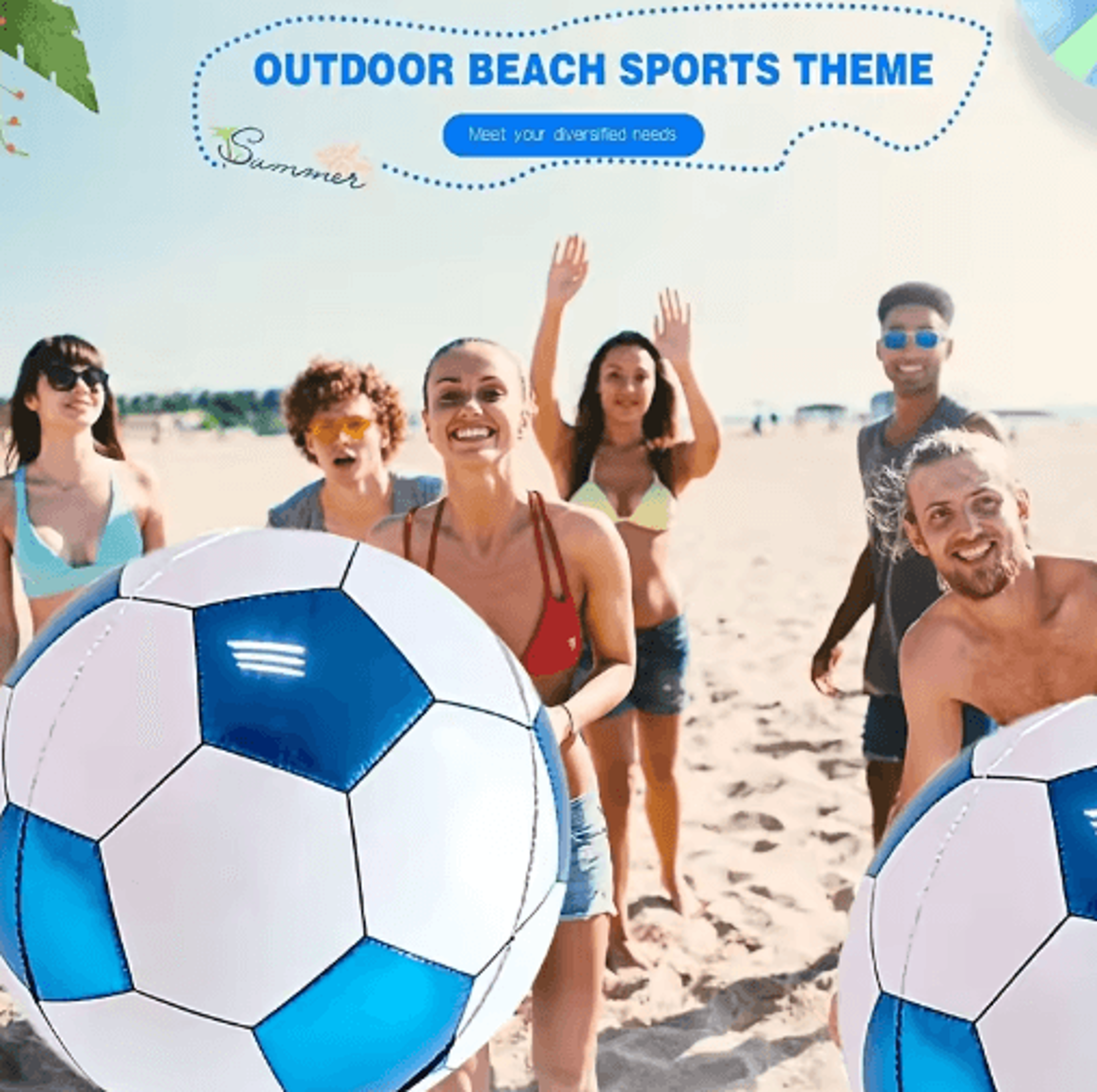 Giant 4D Blue Soccer Foil Balloon  Round Sports Party Decoration 6