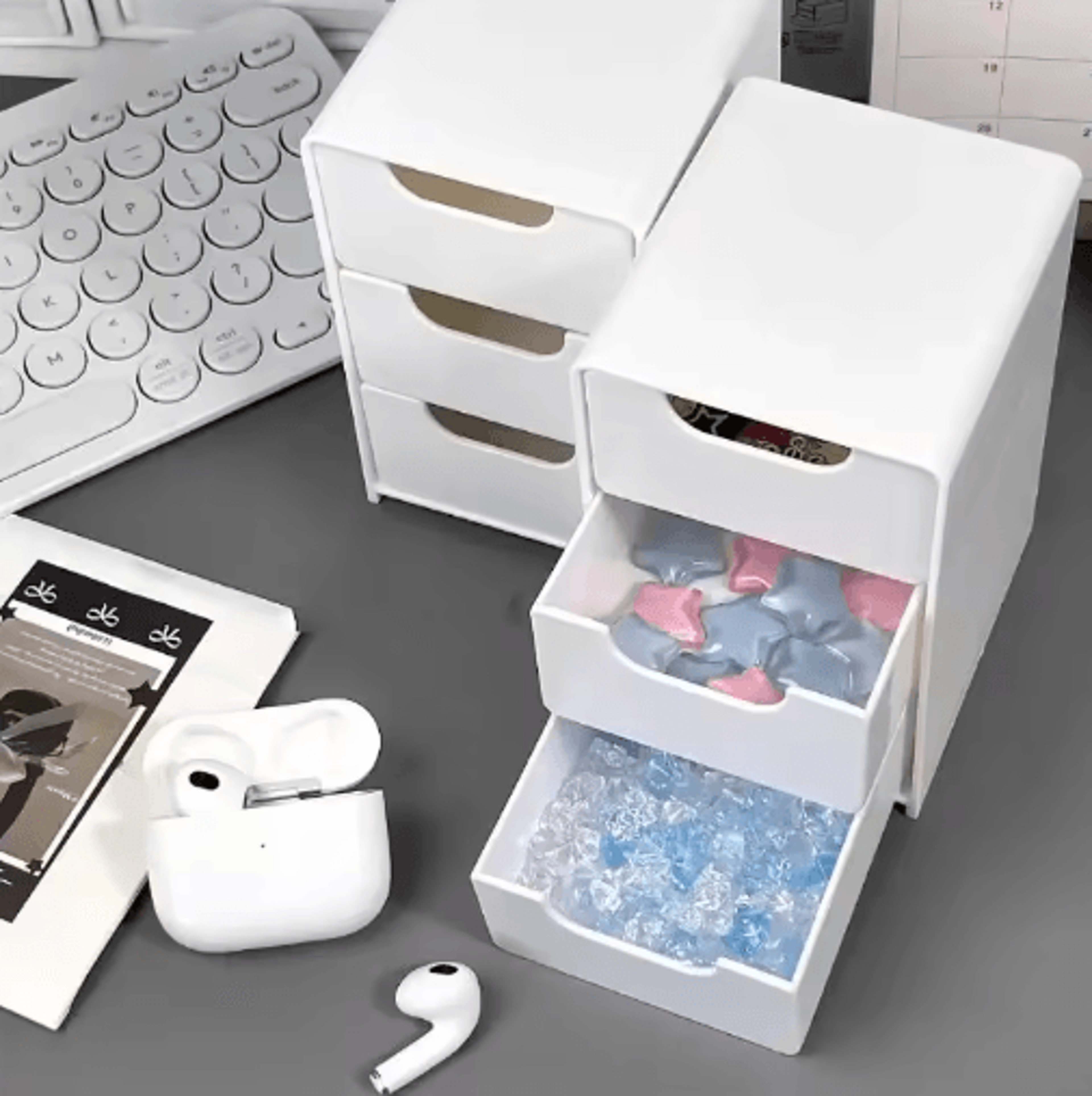 3Tier Desktop Drawer Organizer  Plastic Storage Box For Stationery  Office Supplies 4