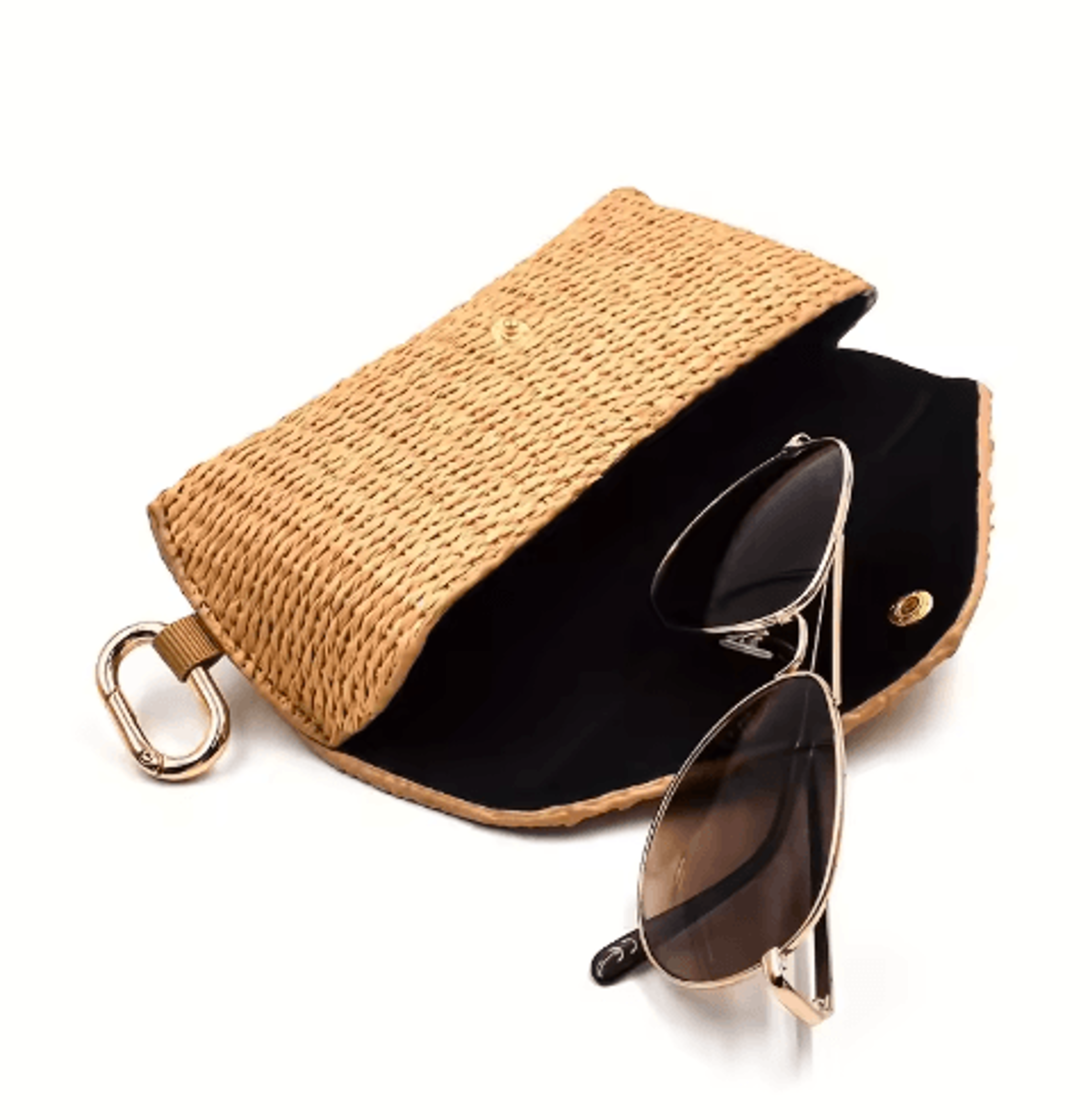 Woven Straw Eyeglass Case With Hook  Soft Protective Fashion Glasses Pouch 5