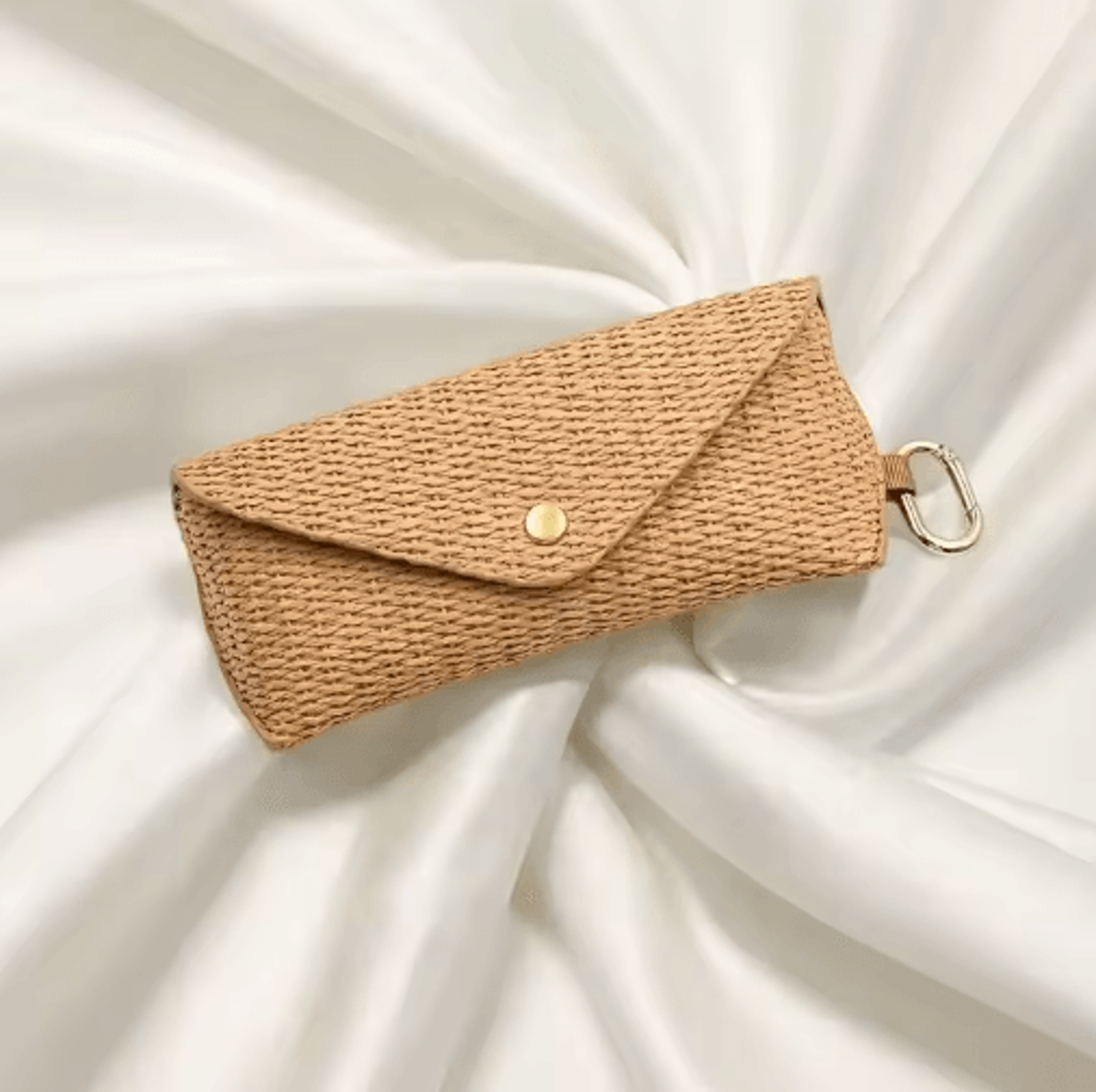 Woven Straw Eyeglass Case With Hook  Soft Protective Fashion Glasses Pouch 1