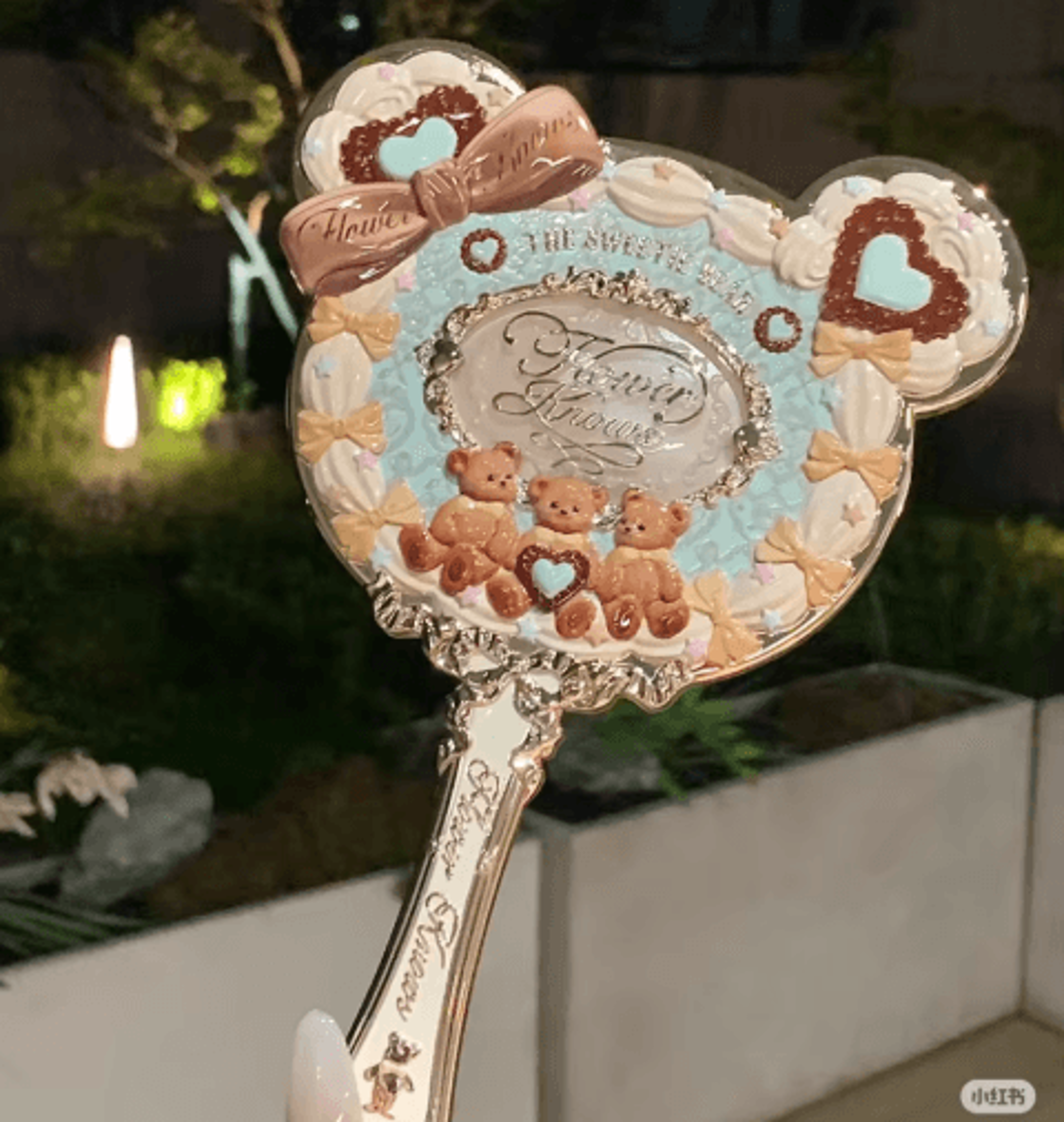 Flower Knows 9th Anniversary Vanity Set  Luxury Mirror Paddle Brush  Holder 3