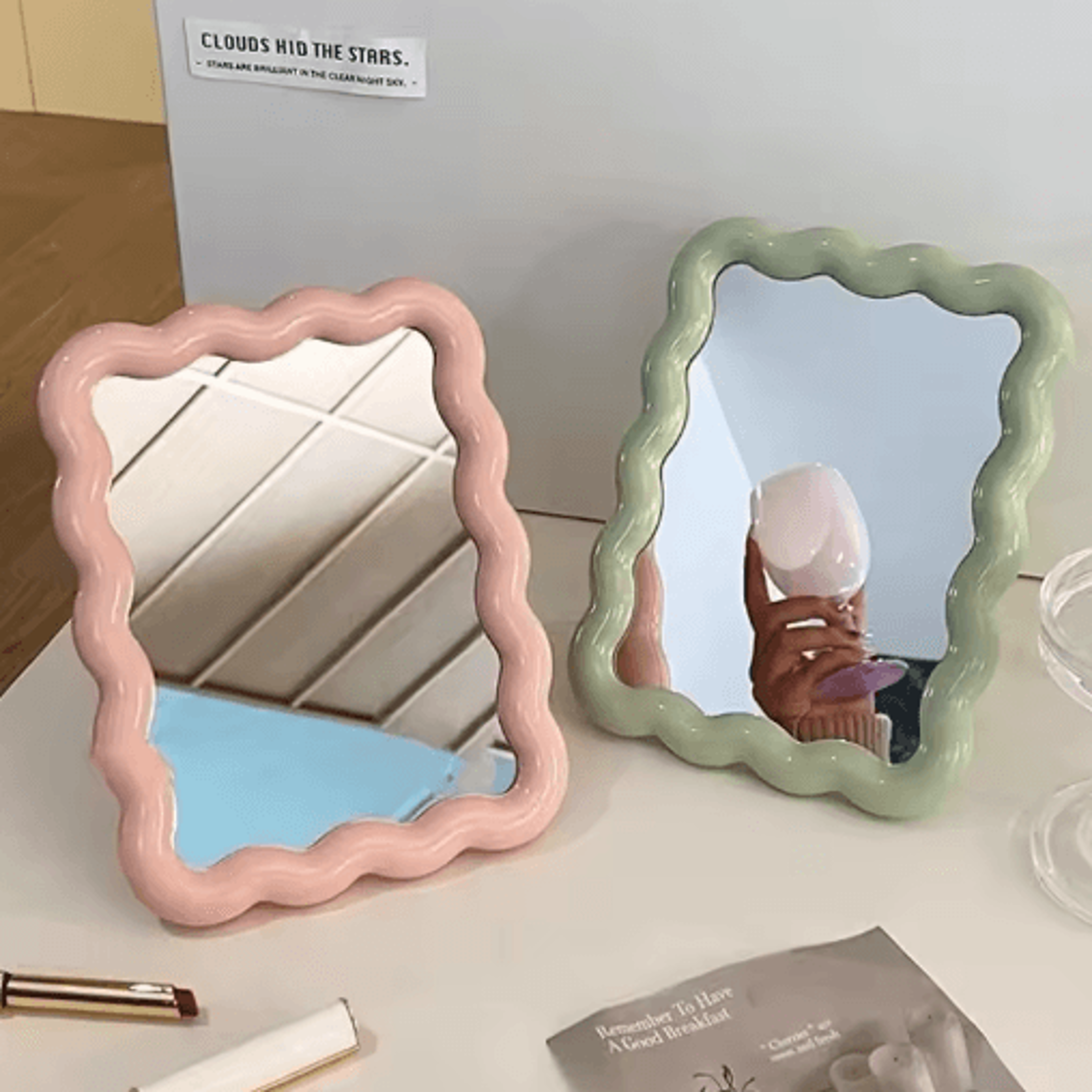 Corrugated Foldable Makeup Mirror  Portable Desktop  Handheld Vanity Mirror 7