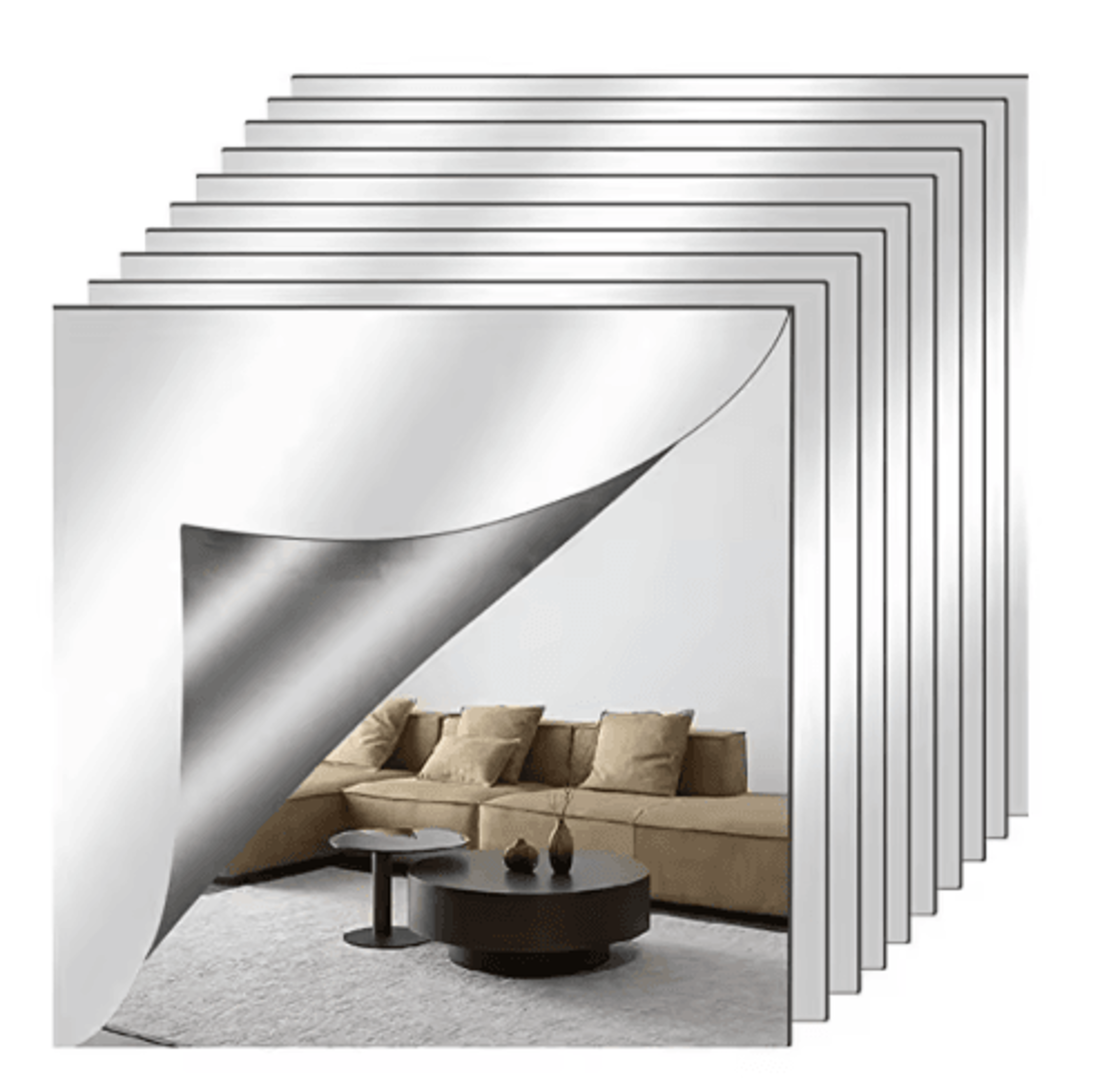 SelfAdhesive Acrylic Mirror Sheet  16mm NonGlass DIY Mirror Tile 7
