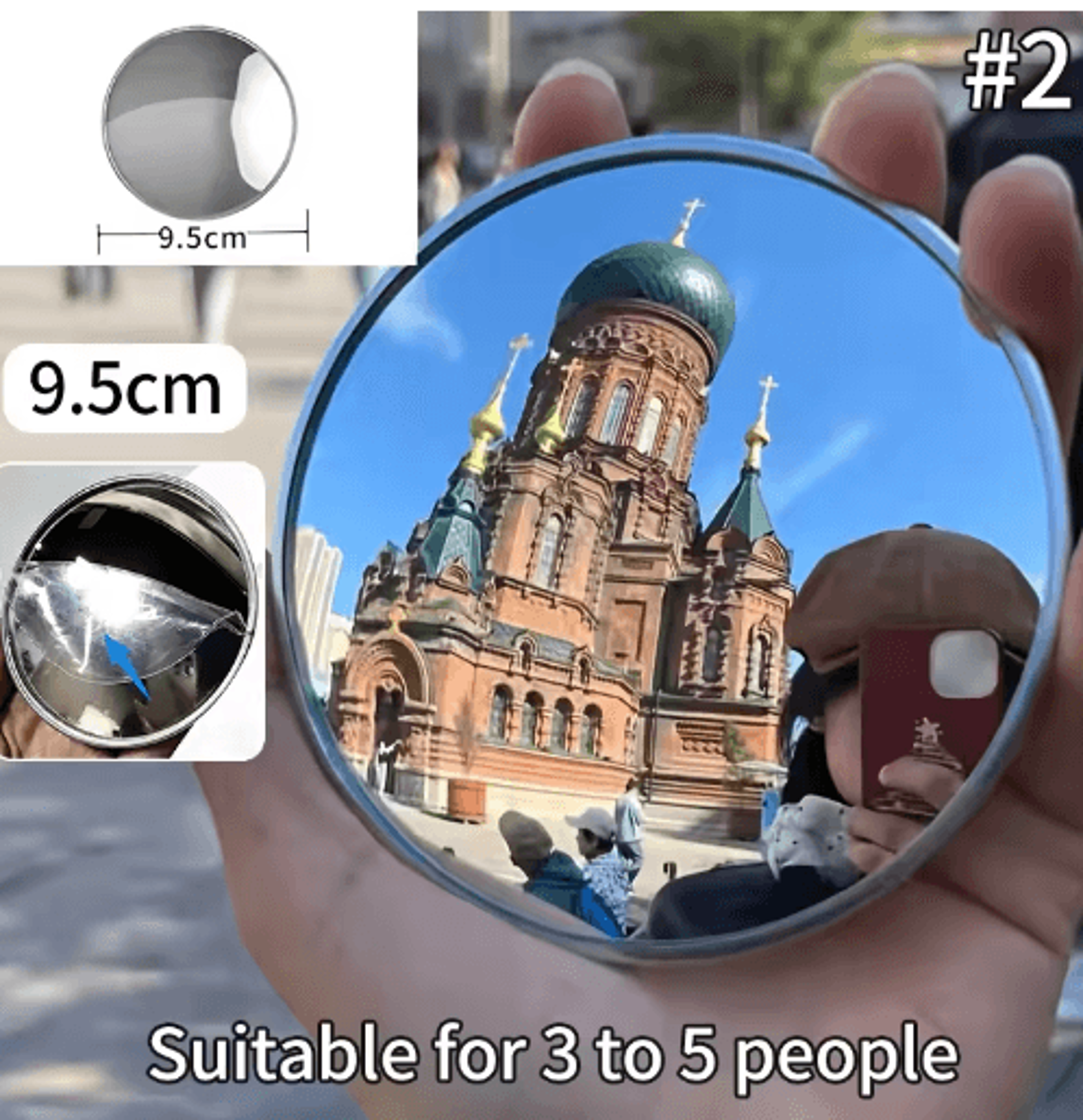 Round Convex Selfie Mirror  WideAngle Travel Photography Prop 2