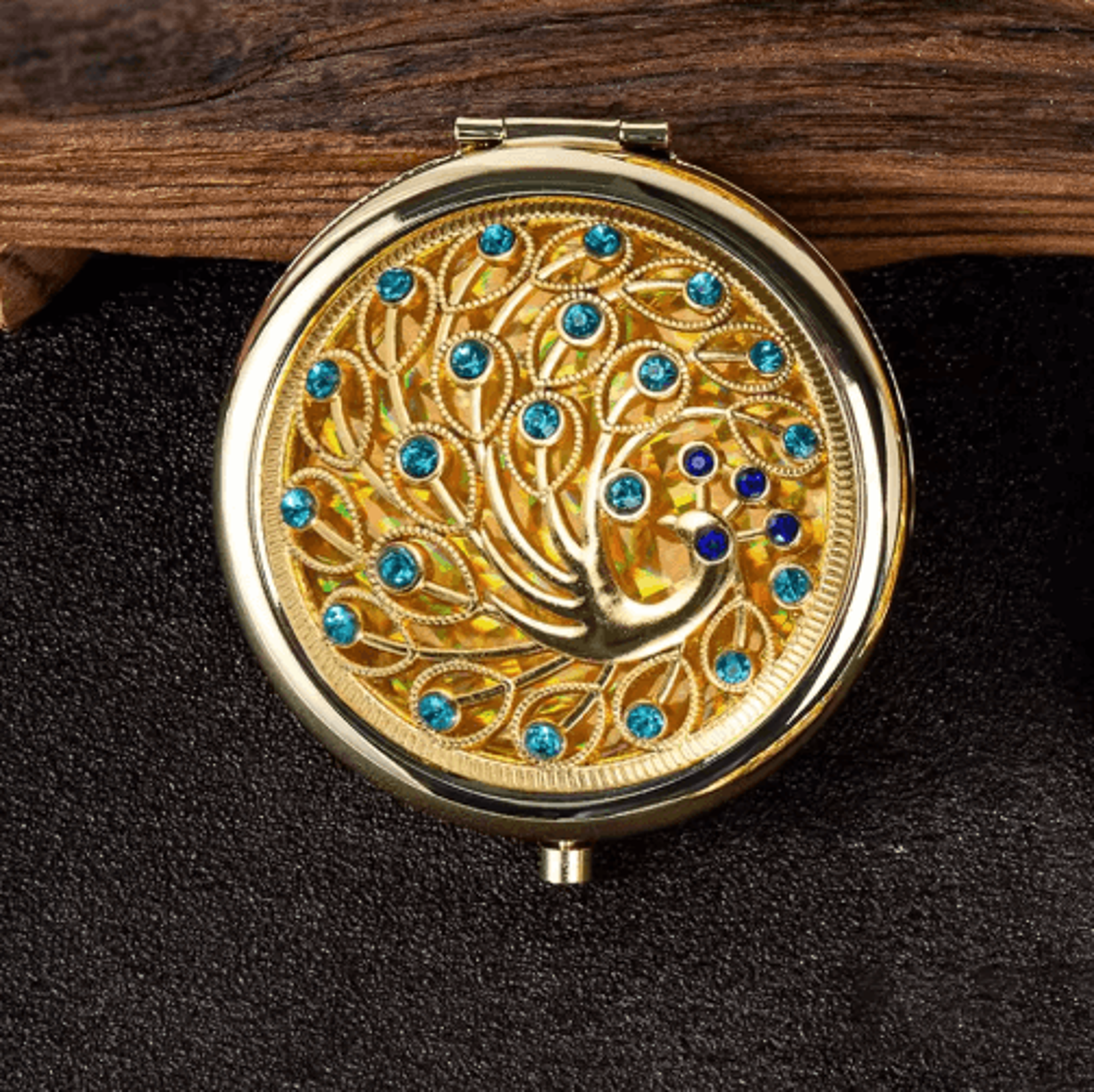 Vintage Round Pocket Mirror  Foldable Handheld Travel Cosmetic Mirror 1