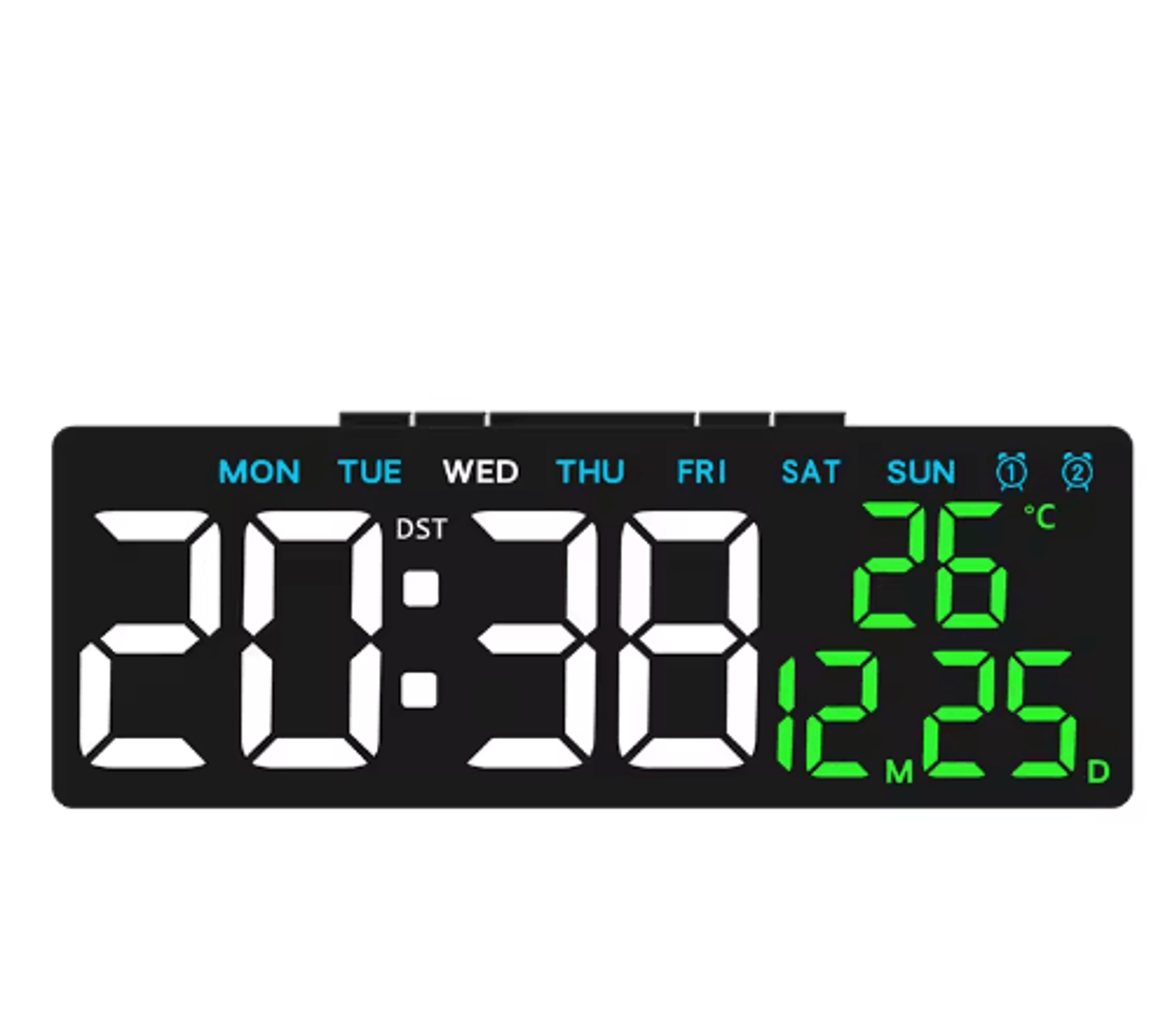 USB Digital Alarm Clock  Dual Alarm LED Desk Clock With Adjustable Brightness 4