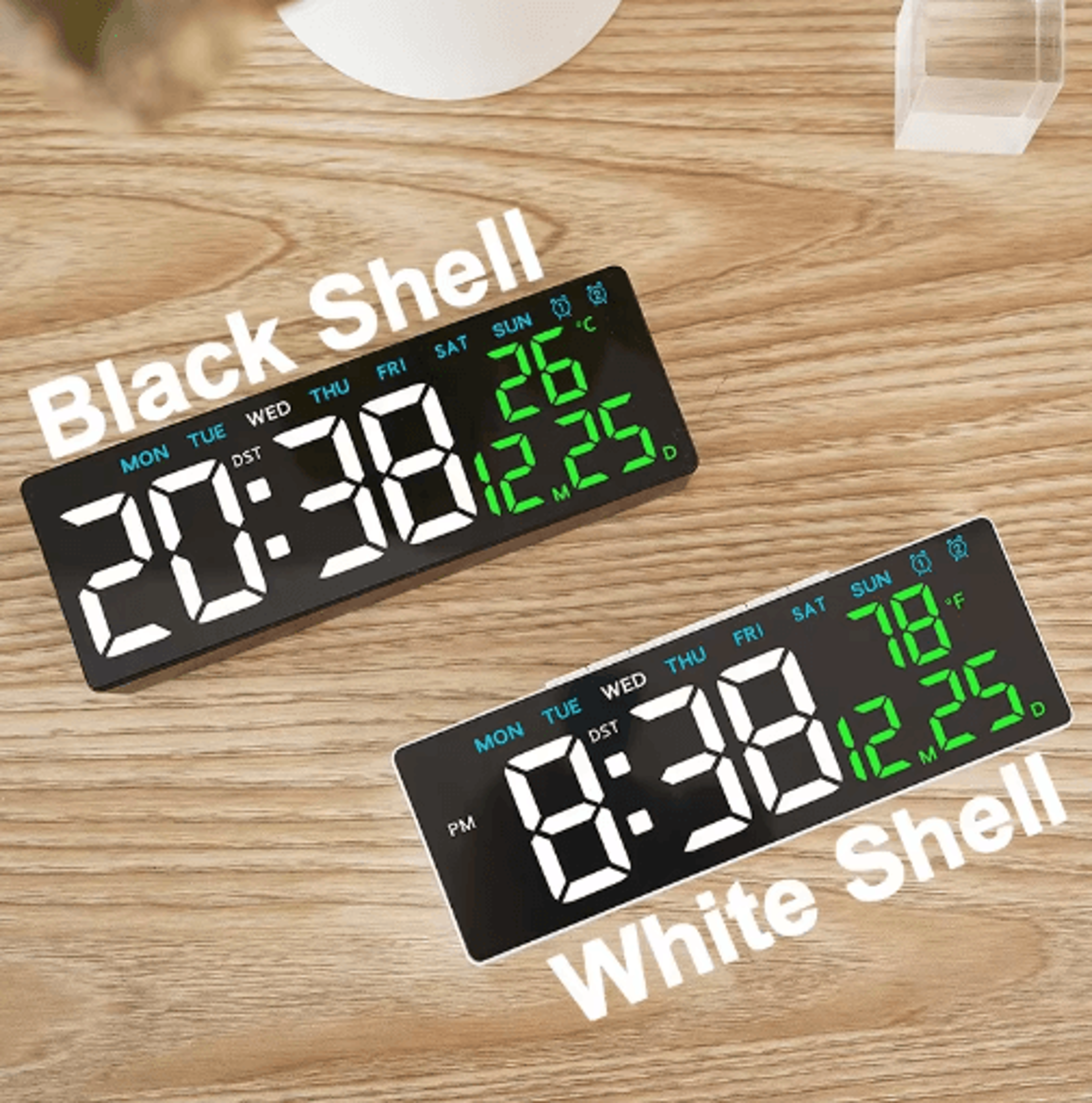 USB Digital Alarm Clock  Dual Alarm LED Desk Clock With Adjustable Brightness 12