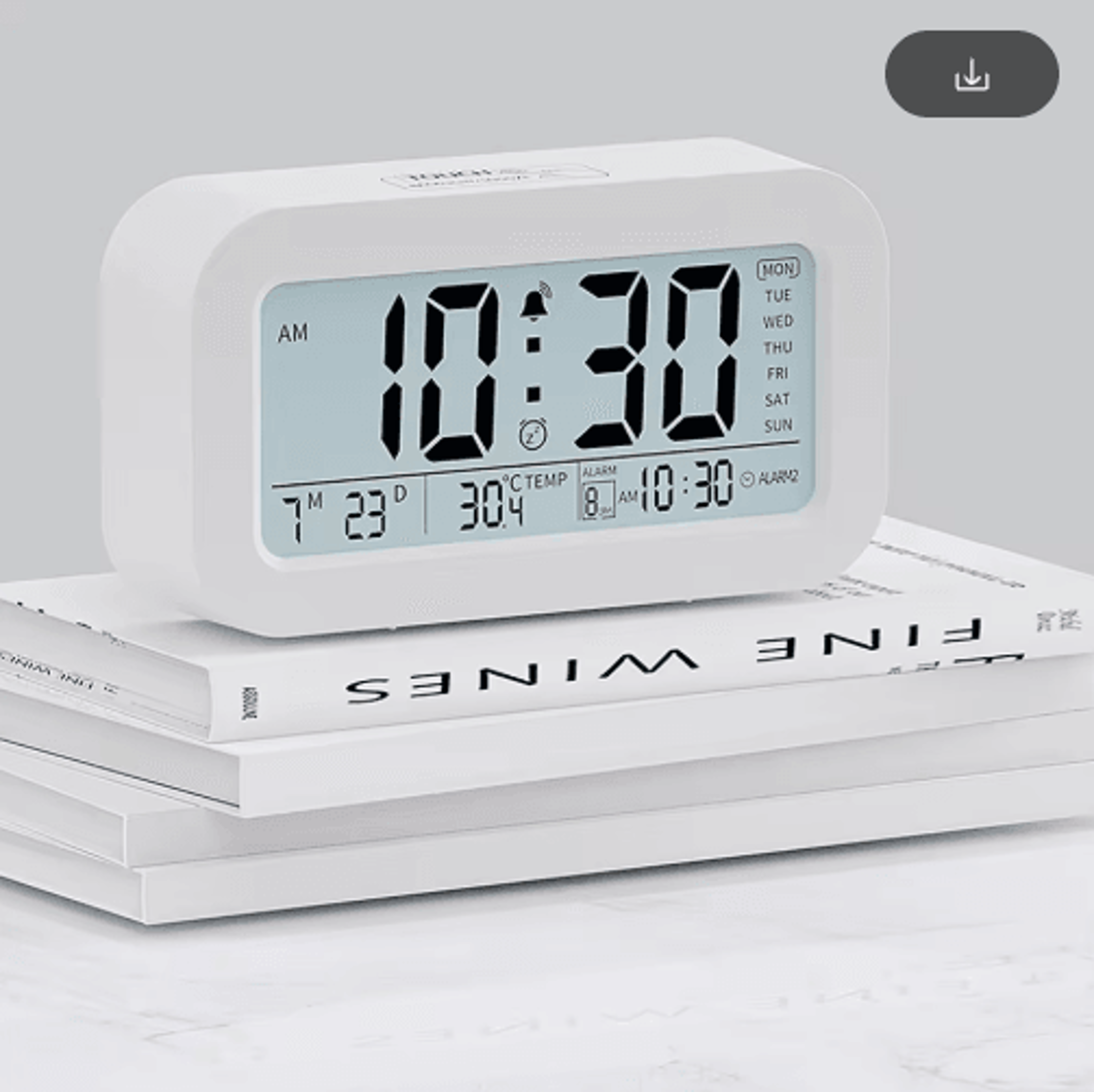 multi-function lcd alarm clock – 3 alarms, temperature, date & snooze display