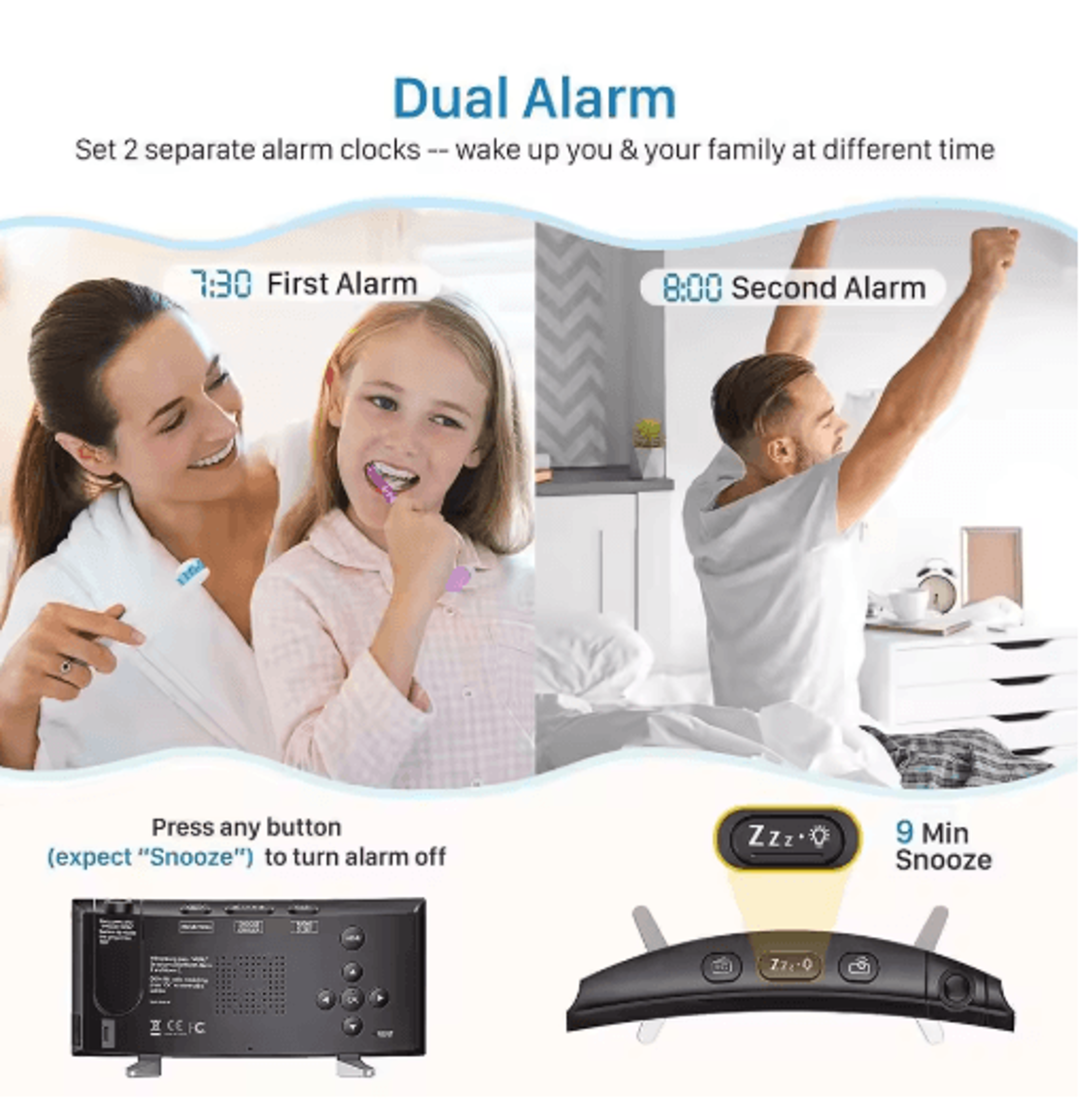 180 Projection Digital Alarm Clock  Large LED Bedroom Clock For Wall  Ceiling 8