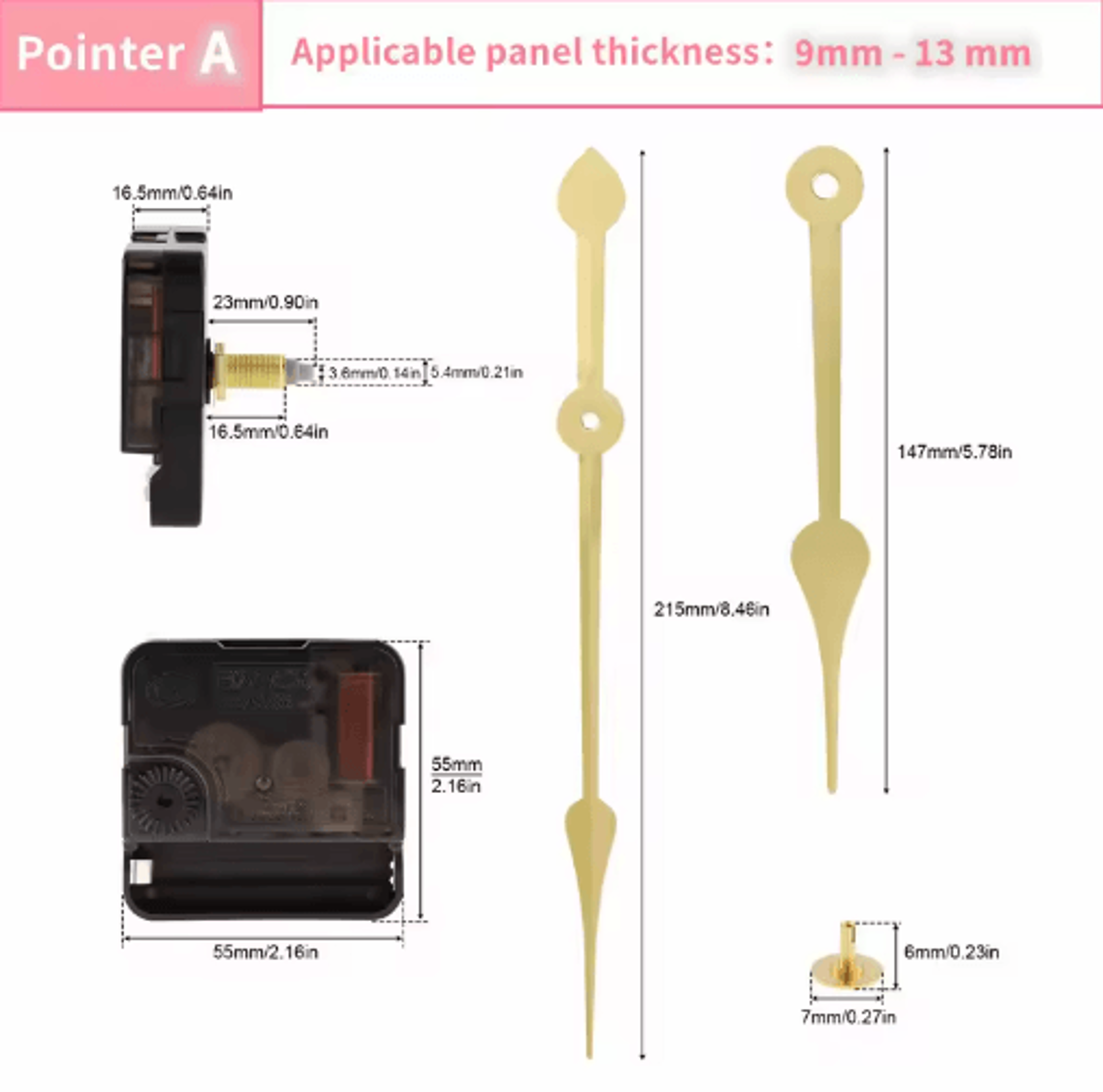 Long Shaft Silent Quartz Clock Movement  DIY Wall  Table Clock Repair Mechanism 4
