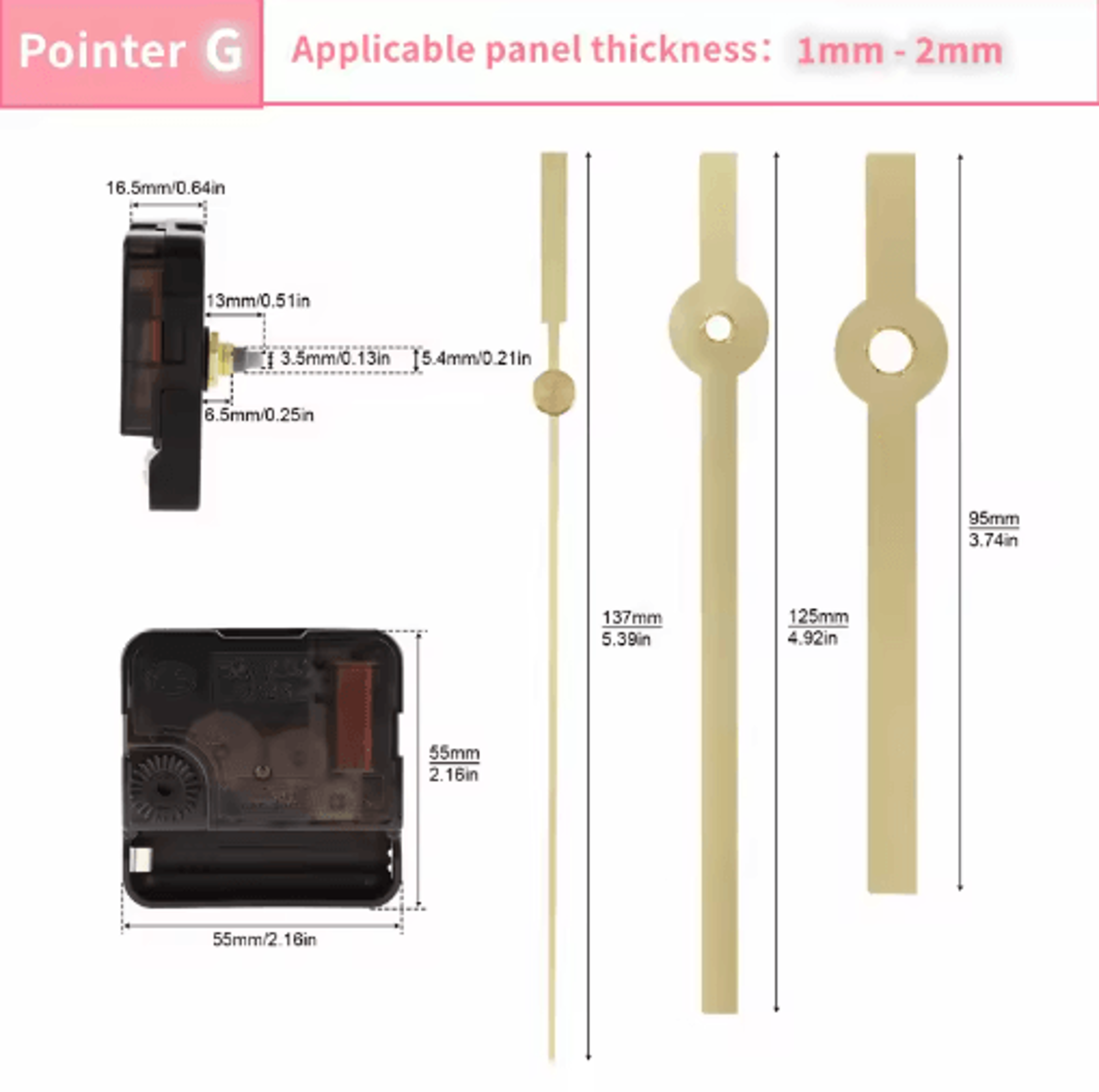 Long Shaft Silent Quartz Clock Movement  DIY Wall  Table Clock Repair Mechanism 3