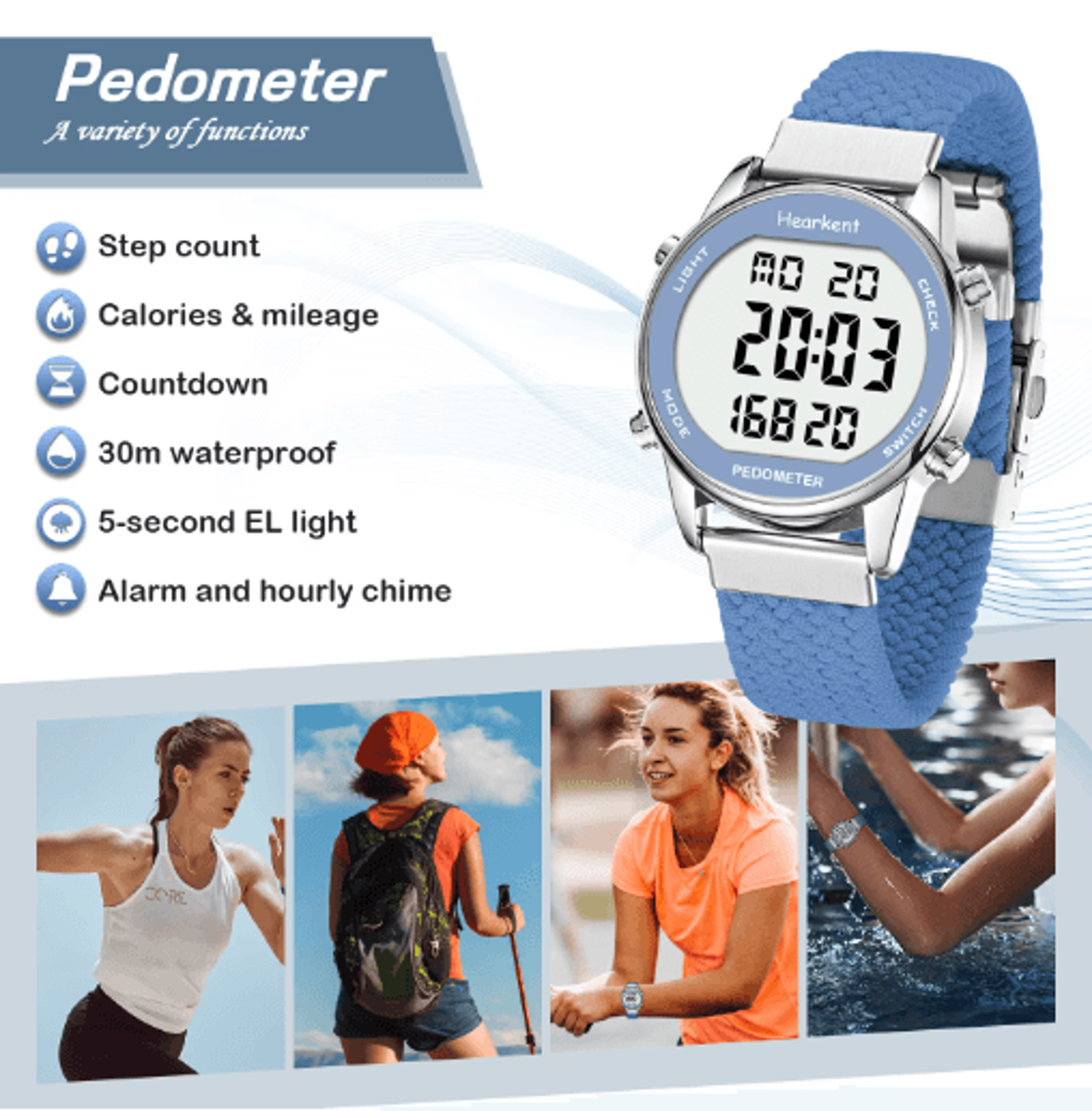 Hearkent Digital Pedometer Watch  Step Counter  Walking Fitness Tracker For Women 10