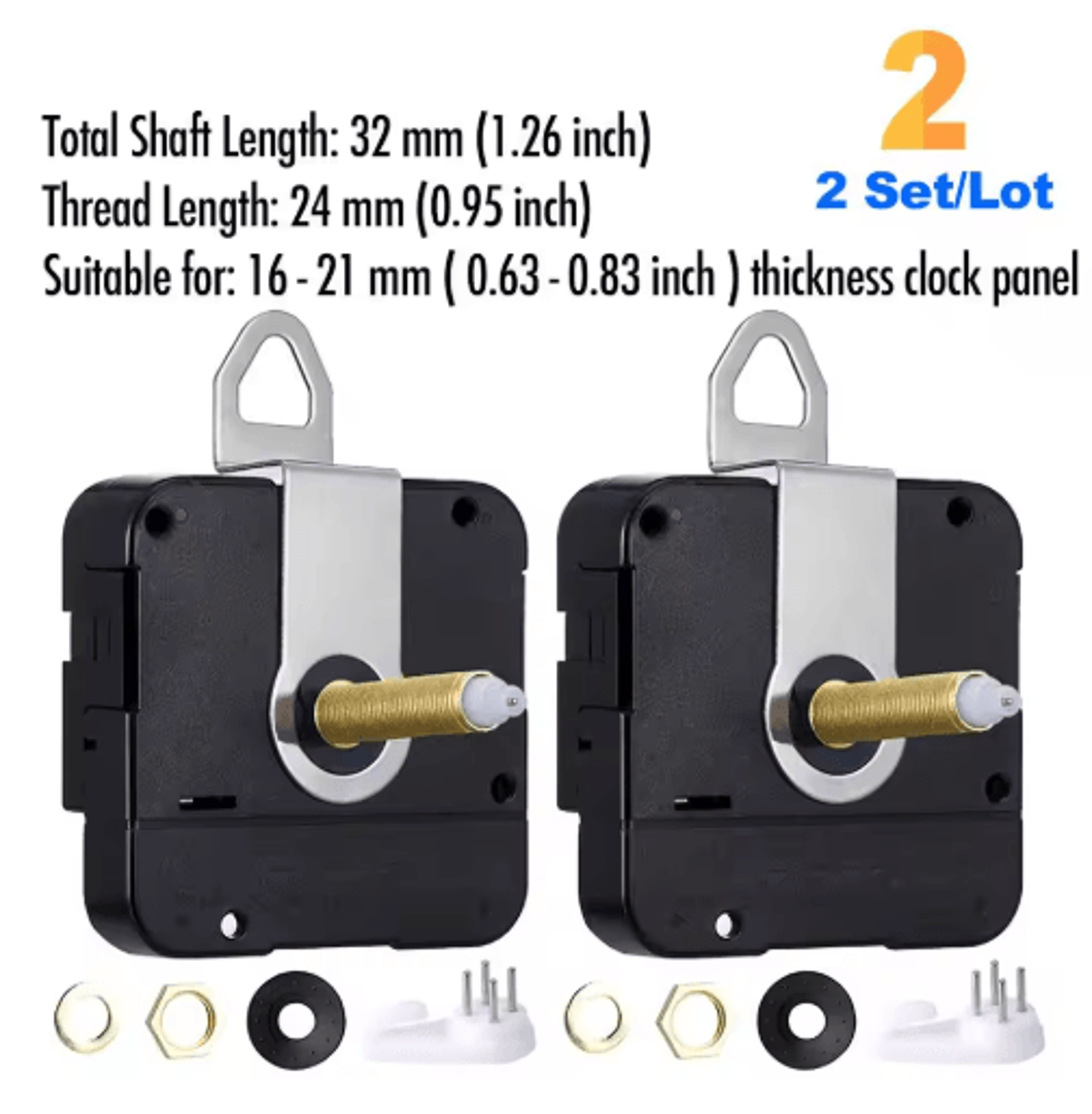 MCDFL Silent Quartz Clock Mechanism  Long Shaft DIY Wall  Table Clock Movement 8