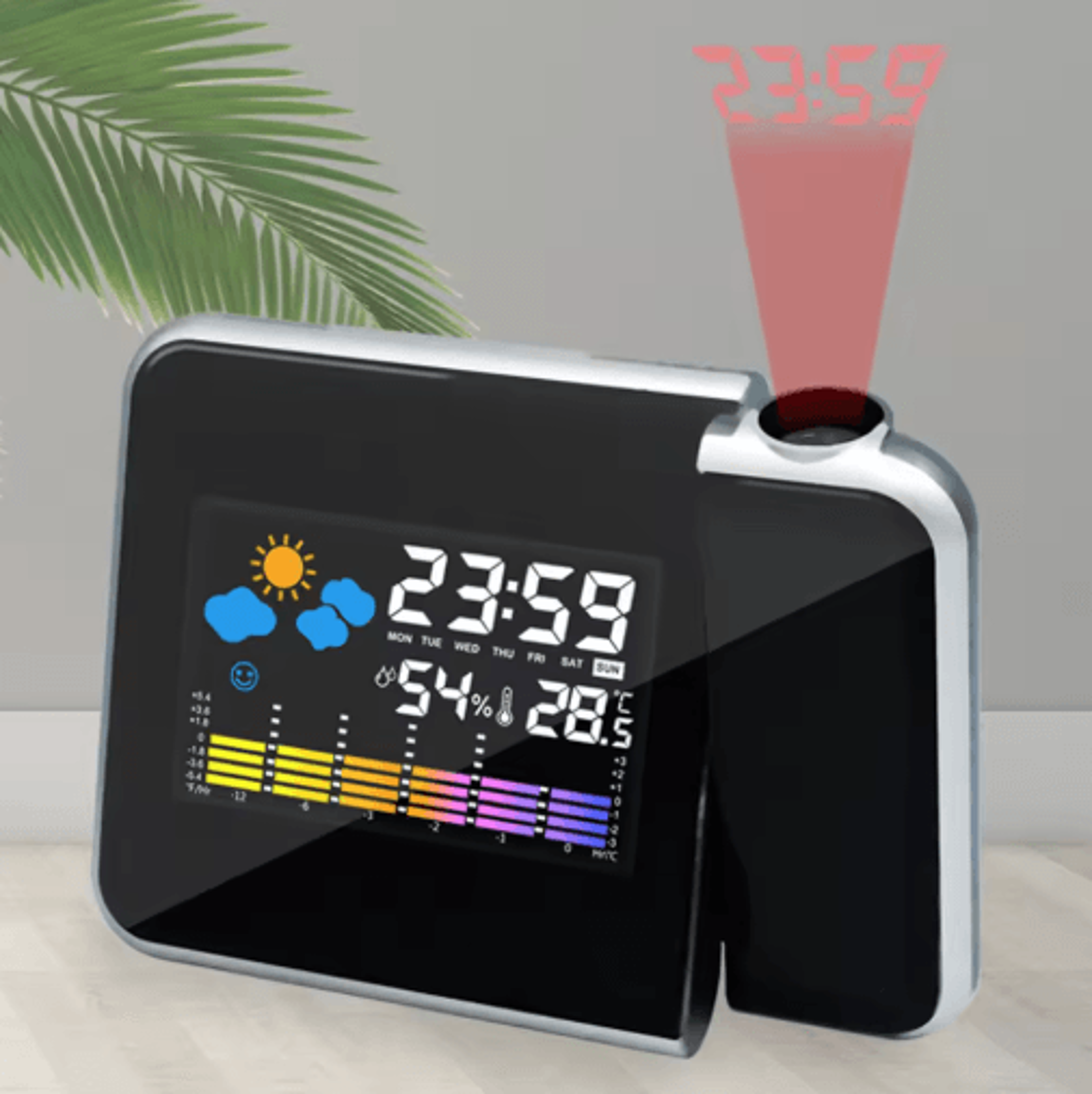 smart led projection alarm clock – adjustable projector with temperature & humidity display
