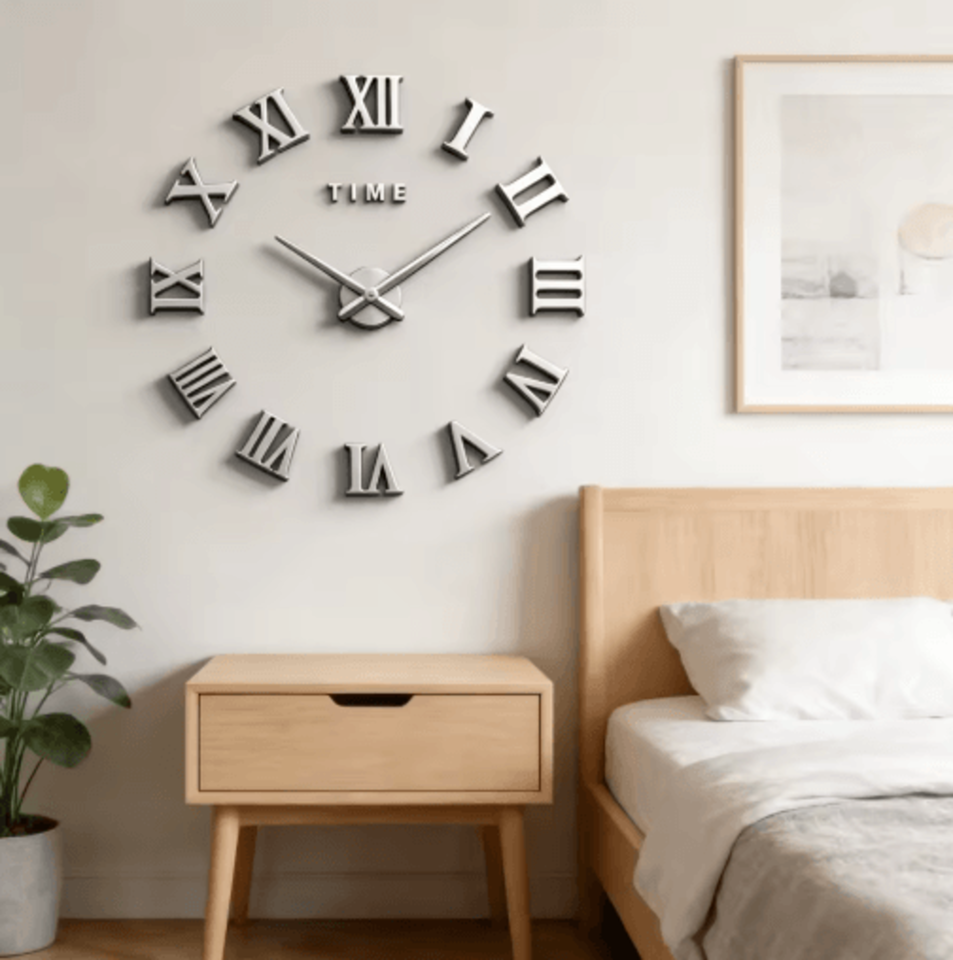 Large Roman Numeral Mirror Wall Clock  2D3D DIY Acrylic Quartz Clock 28