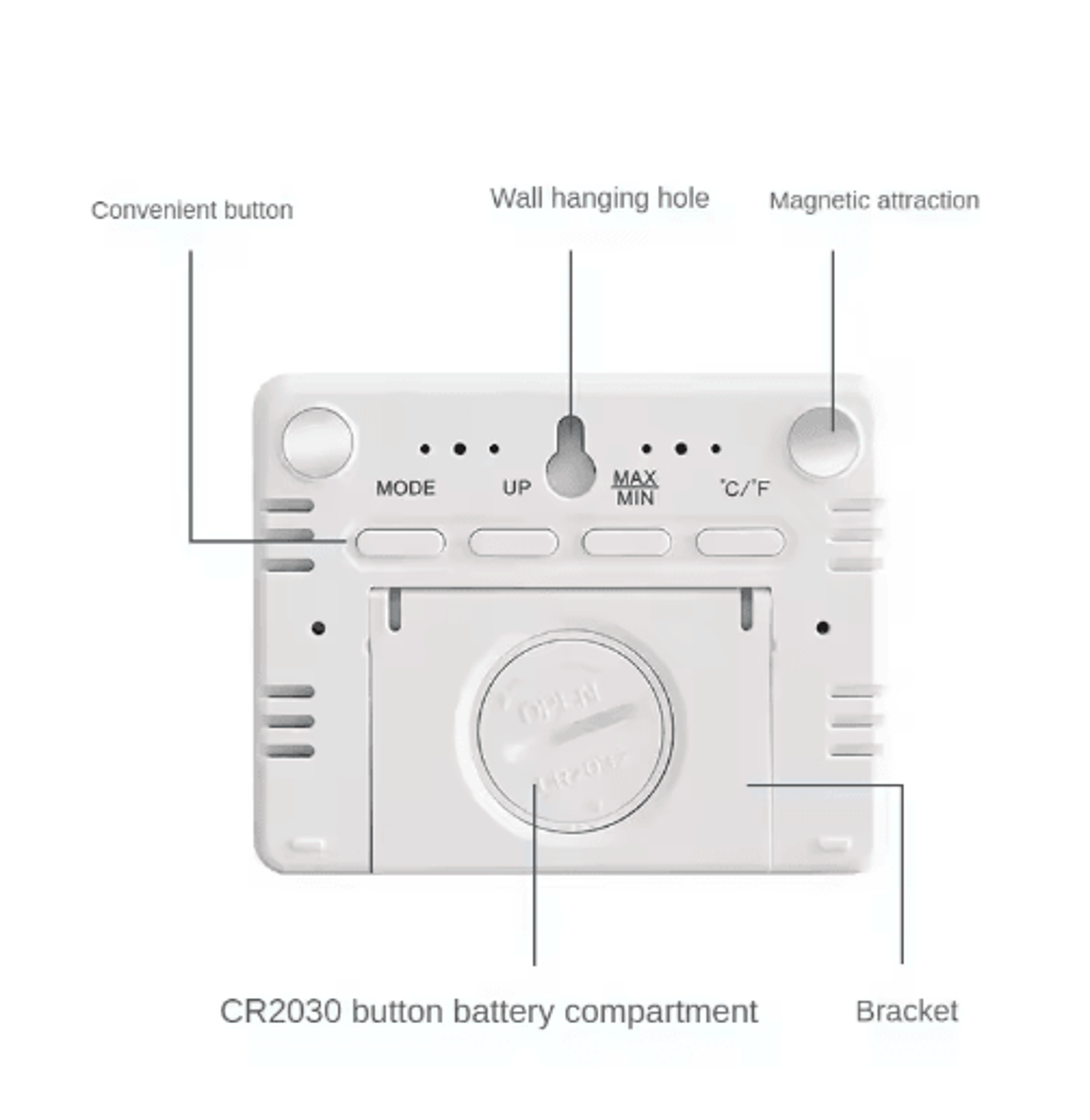 UltraThin LCD Alarm Clock  Large Temperature  Humidity Display With Magnetic Design 4