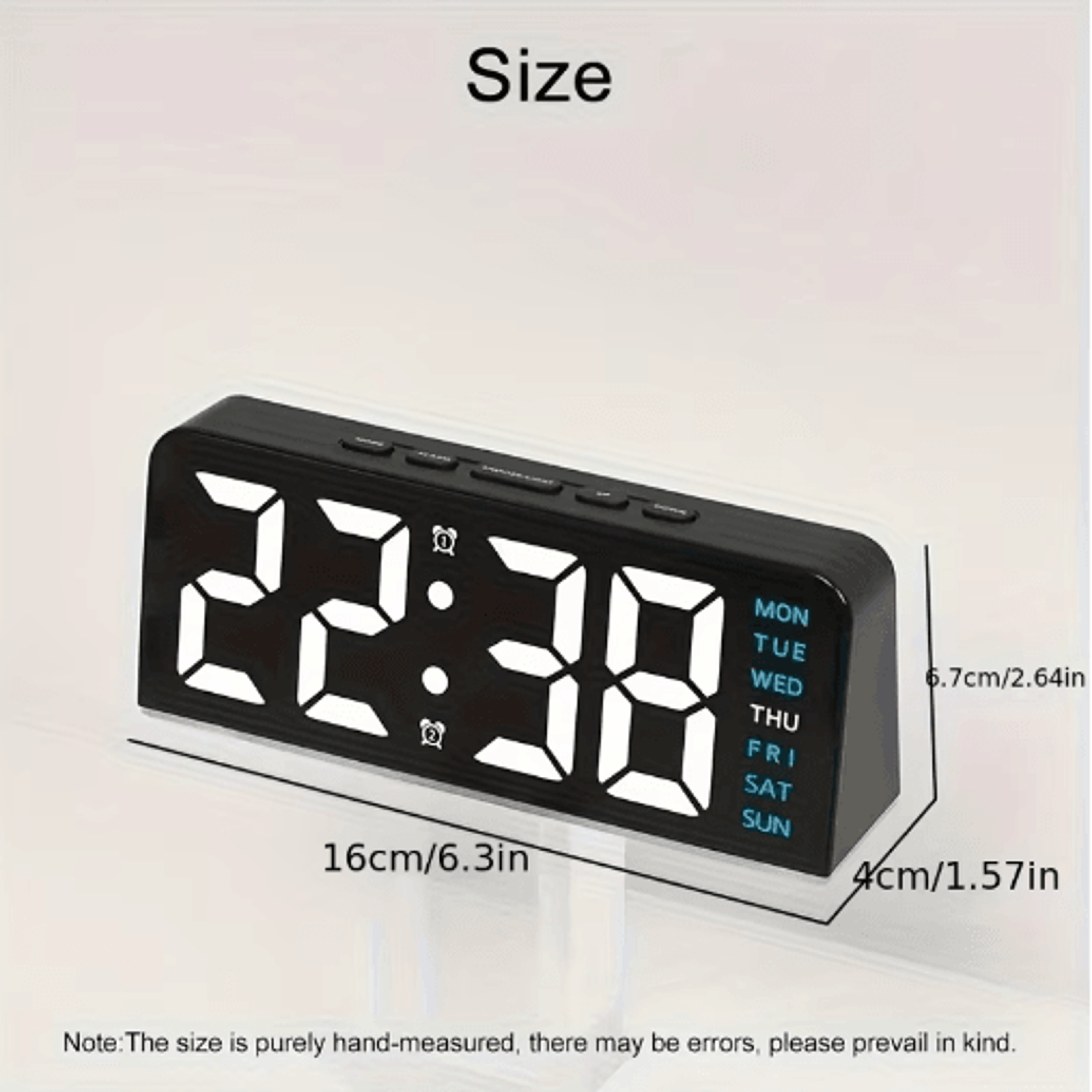 Digital LED Dual Alarm Clock  Date Display Snooze  Night Light 7