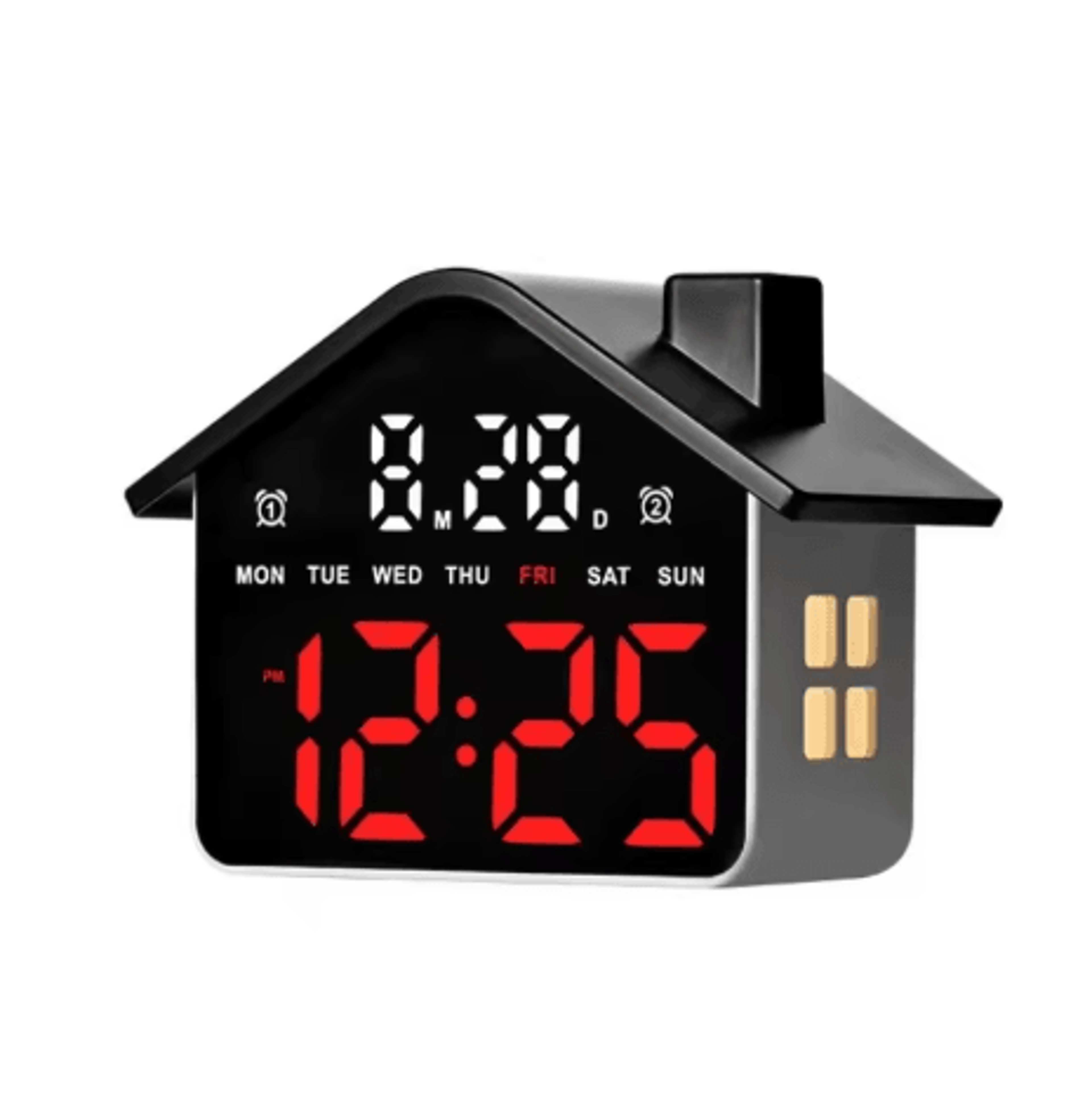 HouseShaped LED Alarm Clock  Dimmable Night Light With Date  Week Display 22