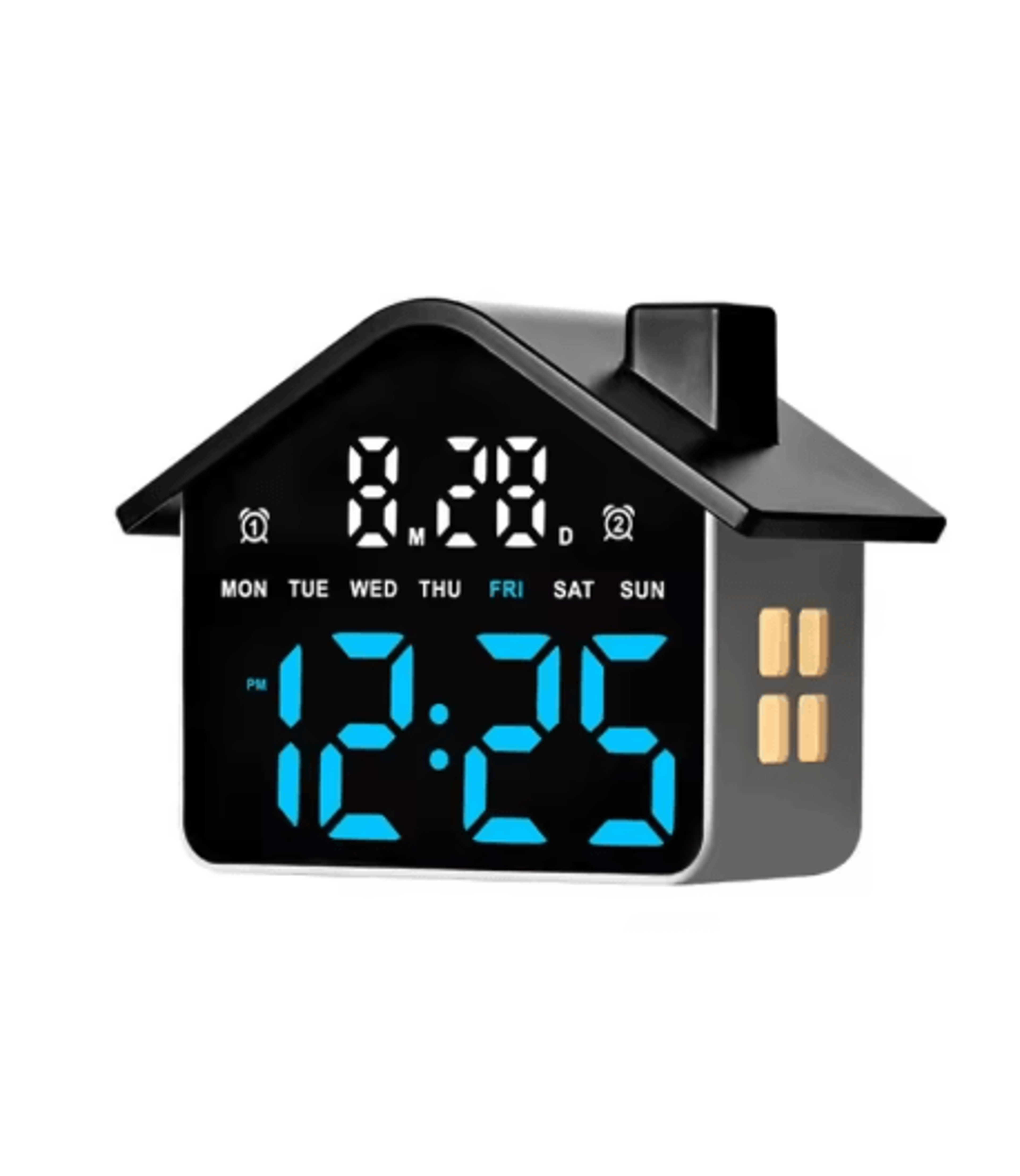 HouseShaped LED Alarm Clock  Dimmable Night Light With Date  Week Display 21