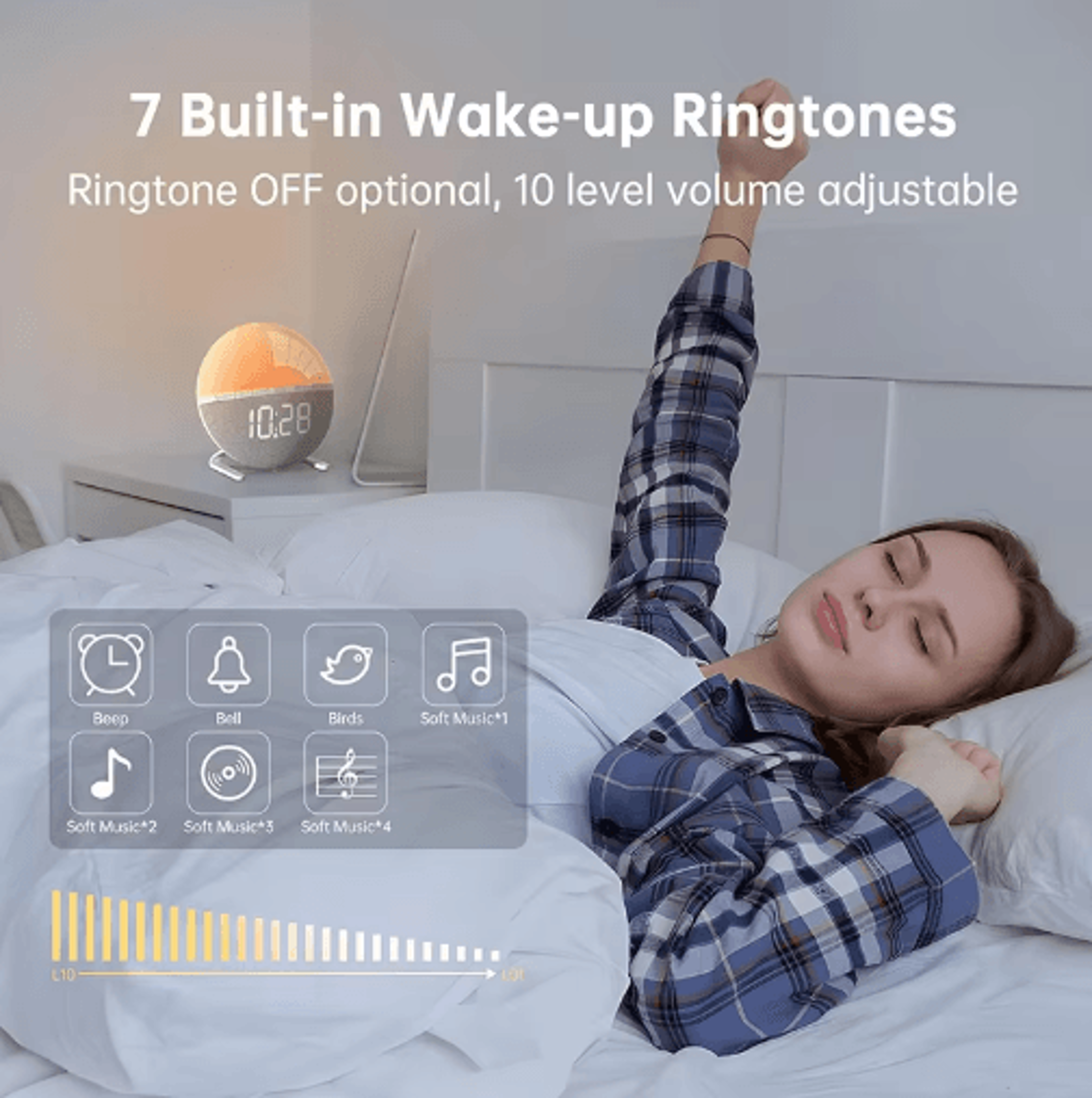 Sunrise Wake Up Light Alarm Clock  Color Lighting  Natural Sounds 6