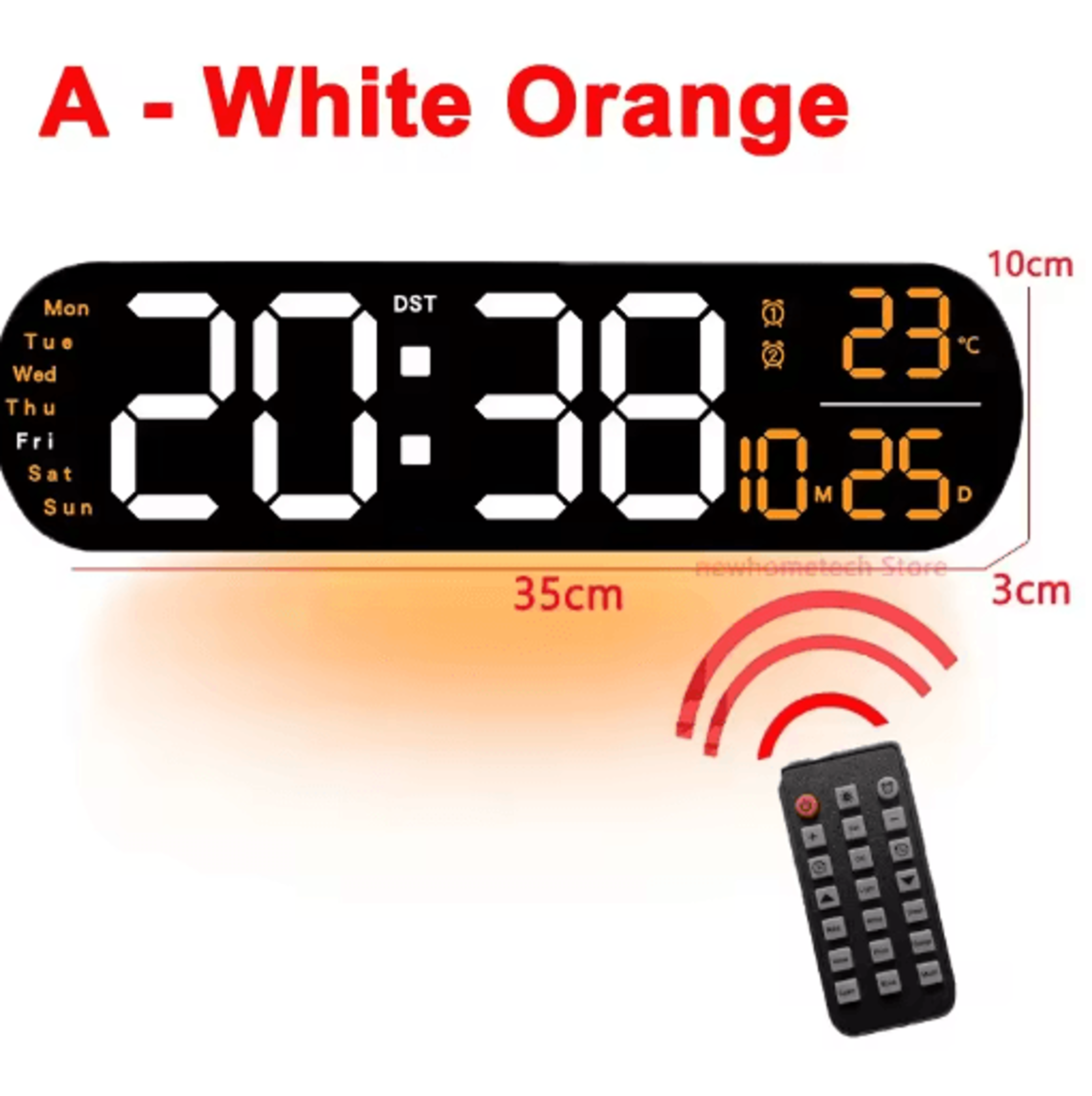 Large LED Digital Wall Clock  Temperature Humidity  Remote Control Display 9