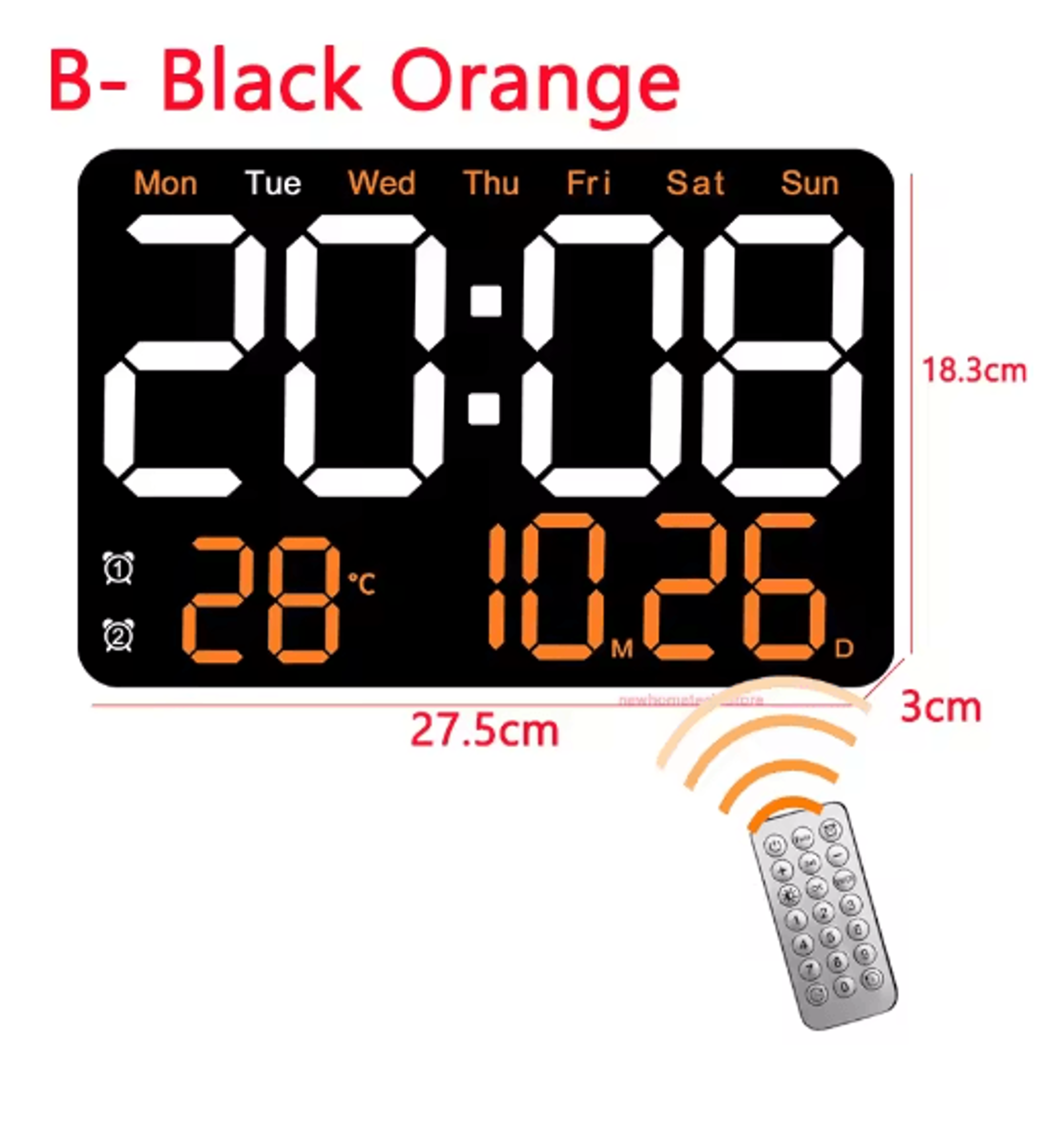 Large LED Digital Wall Clock  Temperature Humidity  Remote Control Display 5