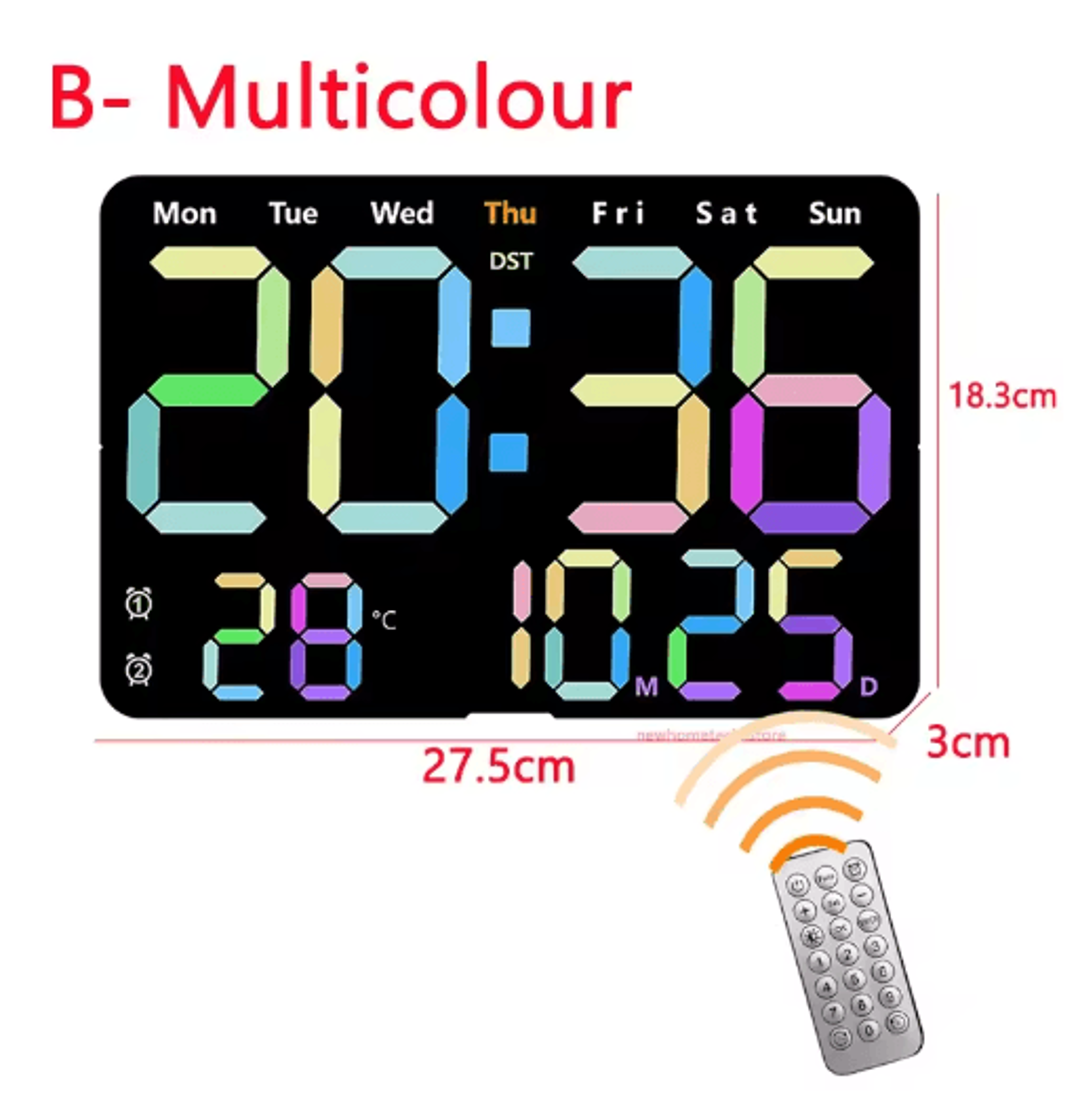 Large LED Digital Wall Clock  Temperature Humidity  Remote Control Display 4