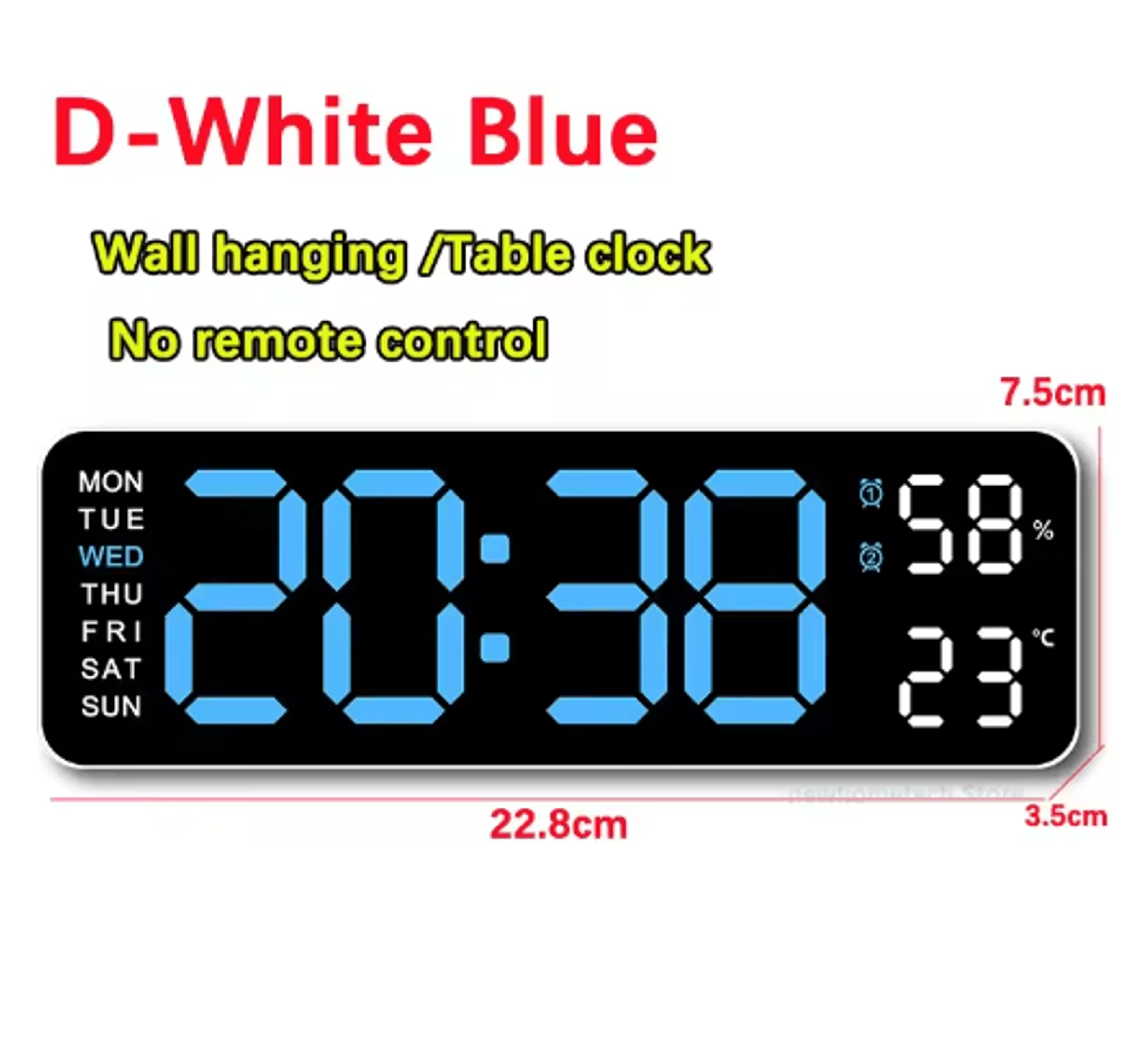 Large LED Digital Wall Clock  Temperature Humidity  Remote Control Display 26