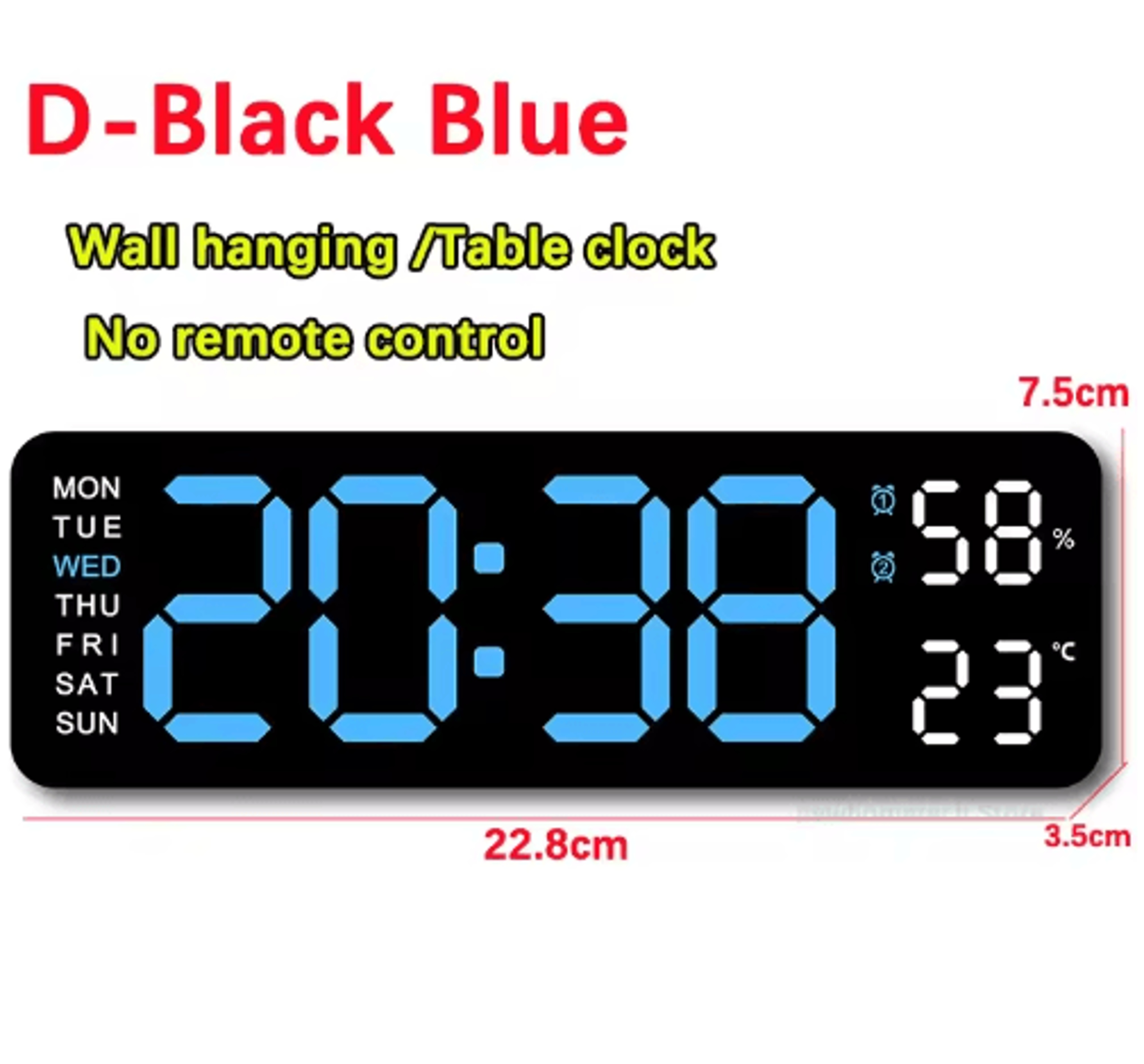 Large LED Digital Wall Clock  Temperature Humidity  Remote Control Display 21