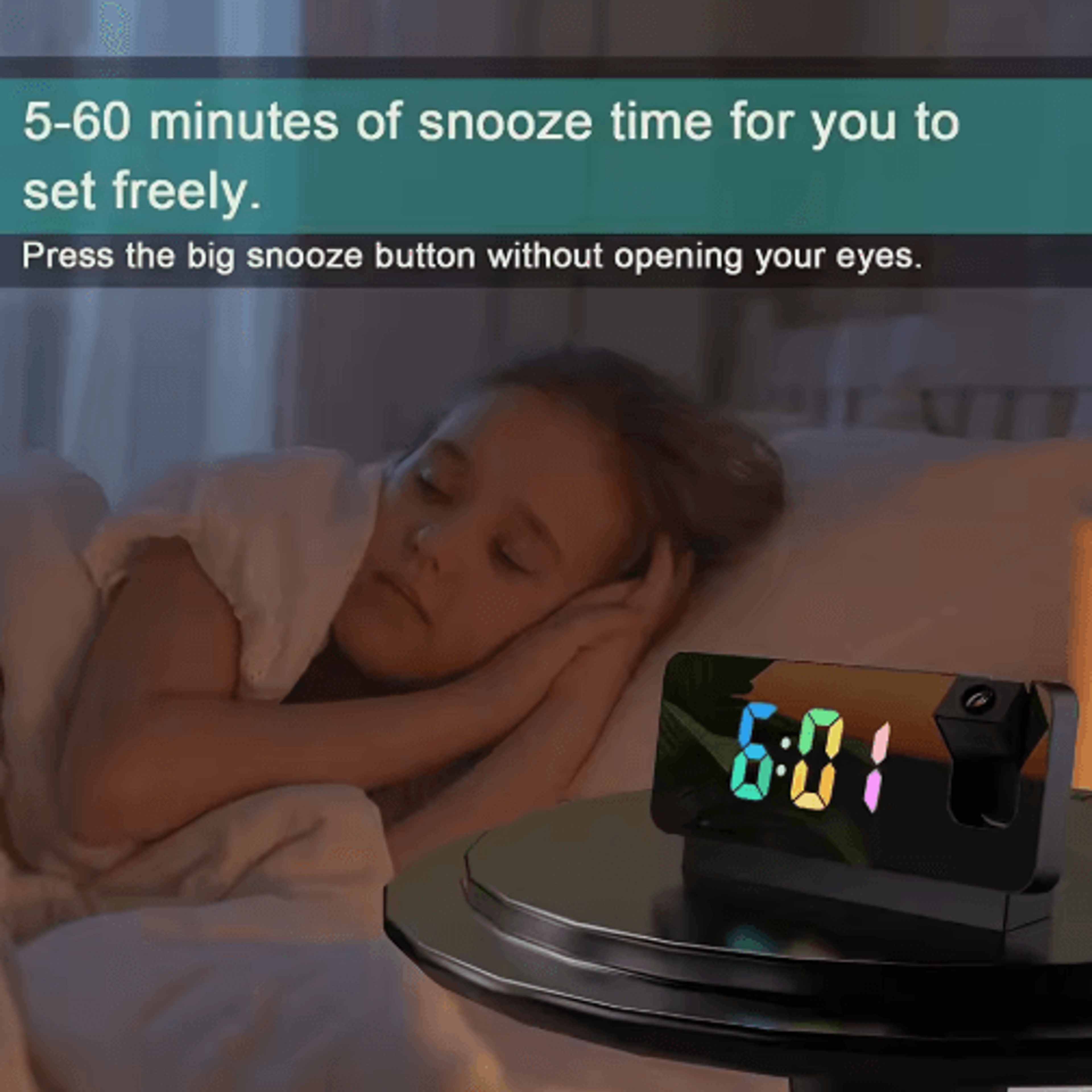 Rotatable Projection Alarm Clock  Large Color LED Wall  Ceiling Projector Clock 5