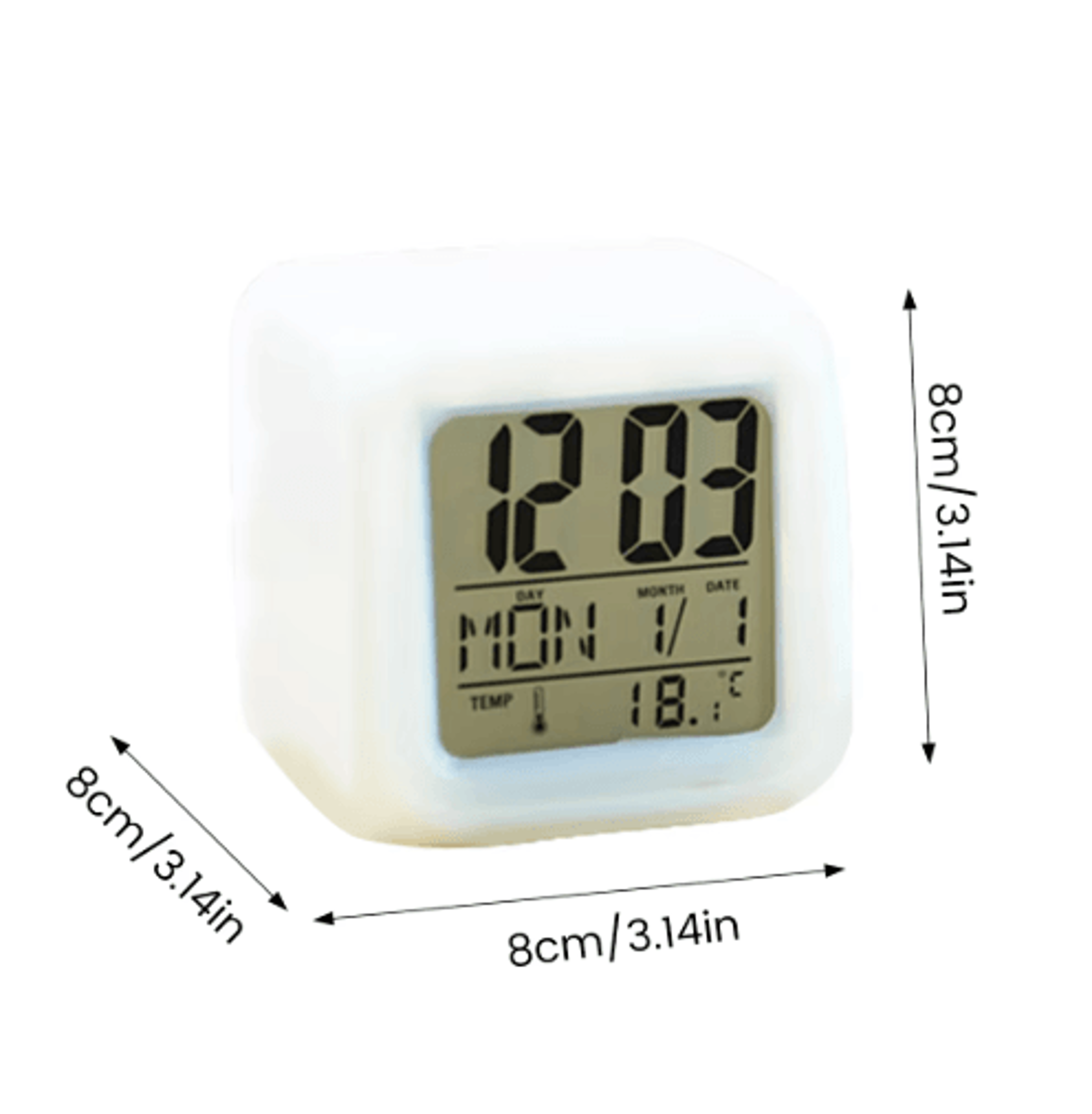 Mini LED Cube Alarm Clock  Colorful Light Clock With Calendar  Temperature Display 5