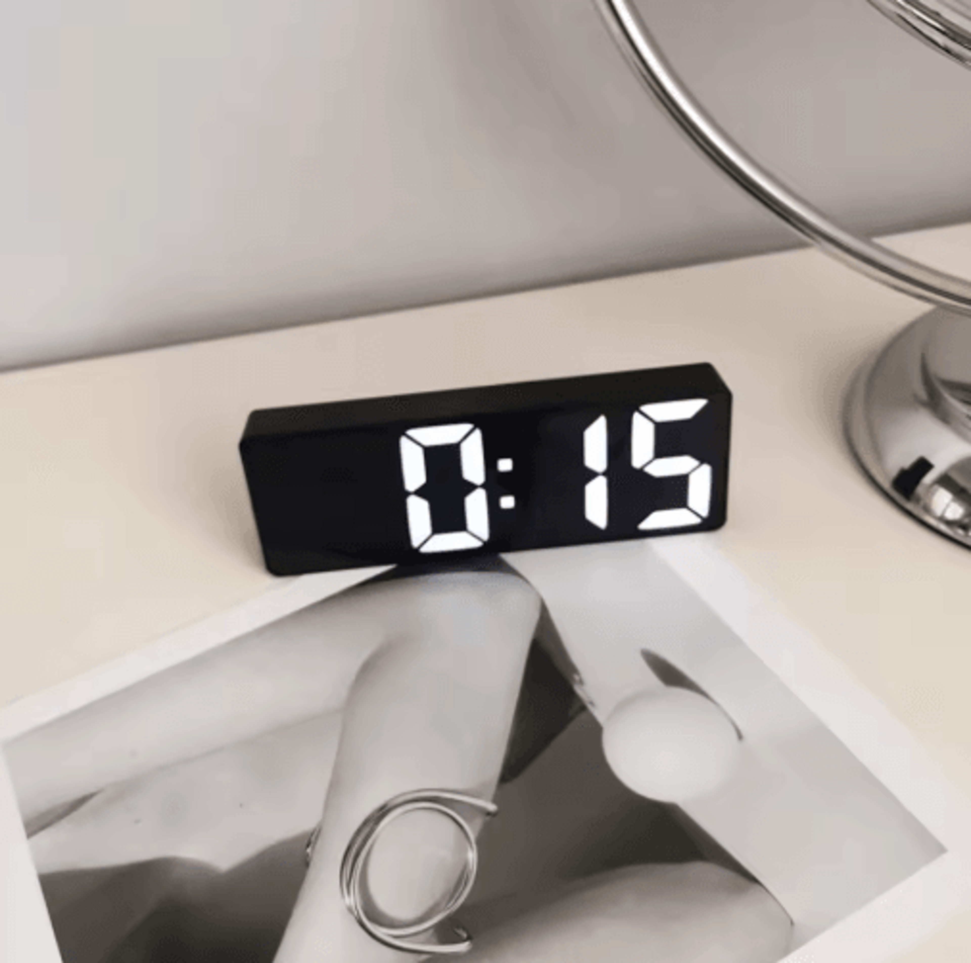 Modern Voice Control LED Mirror Alarm Clock  Portable Digital Desk Clock 6
