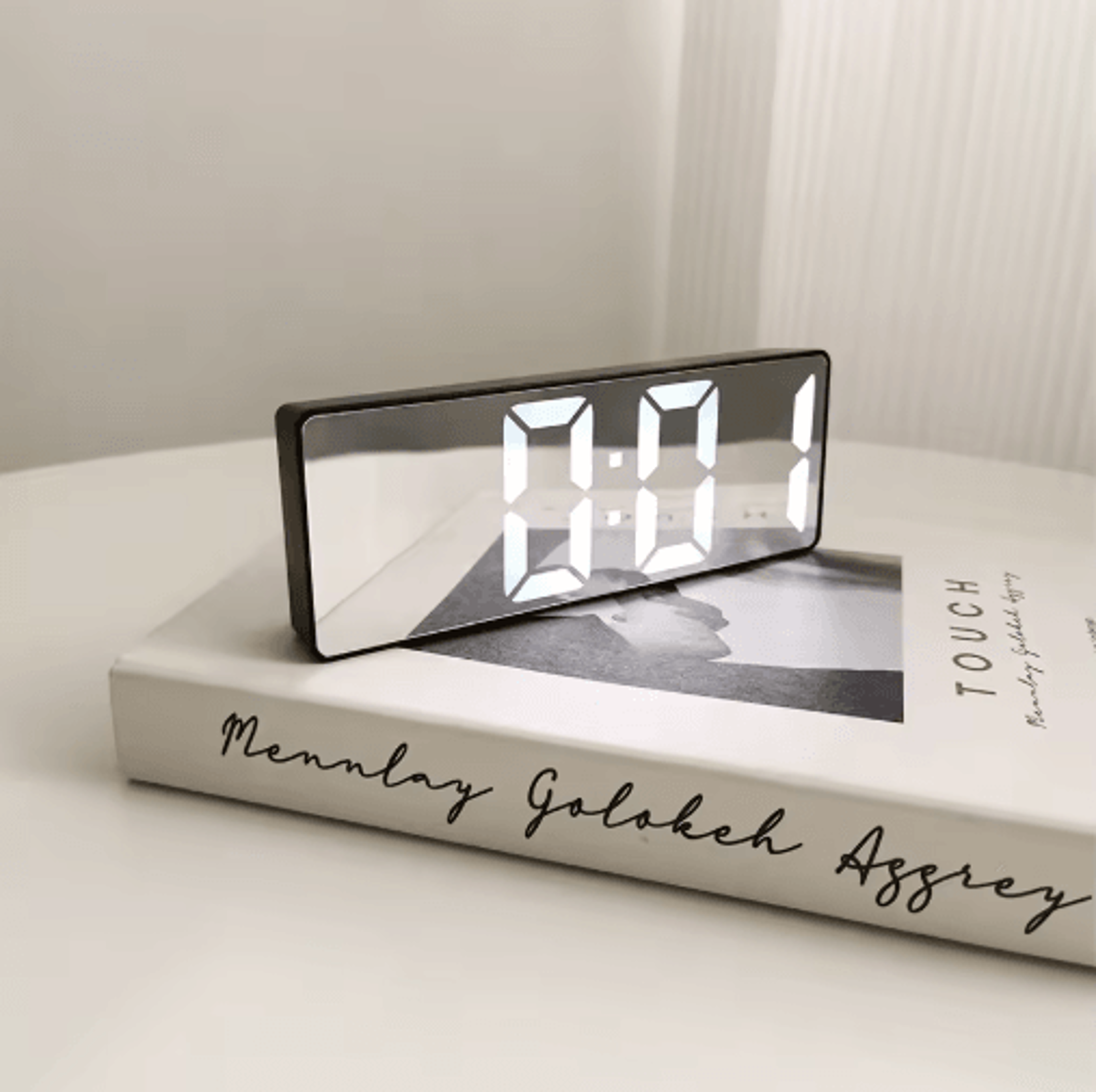 Modern Voice Control LED Mirror Alarm Clock  Portable Digital Desk Clock 1