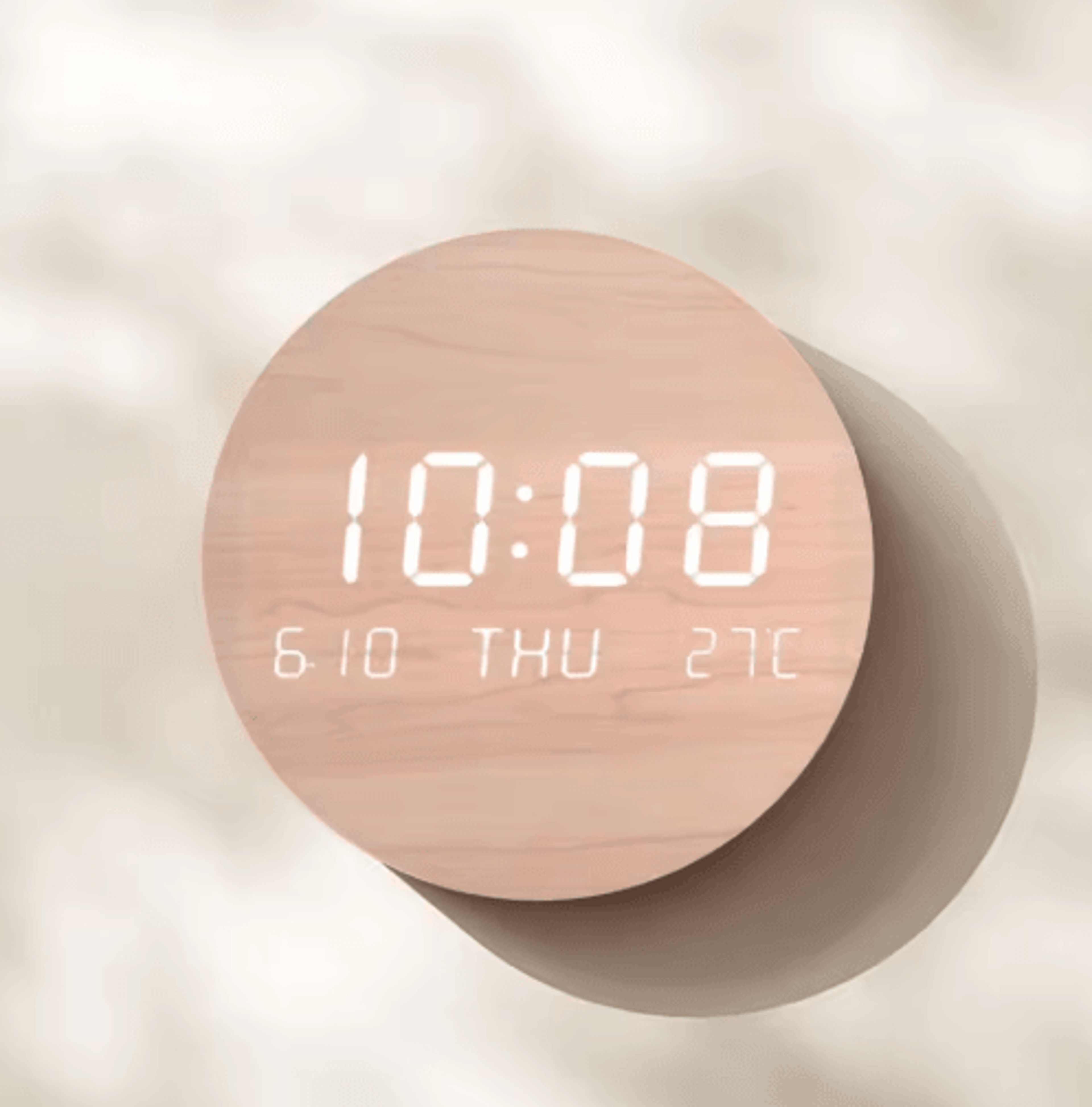 wood led digital wall clock – modern 5v powered time display