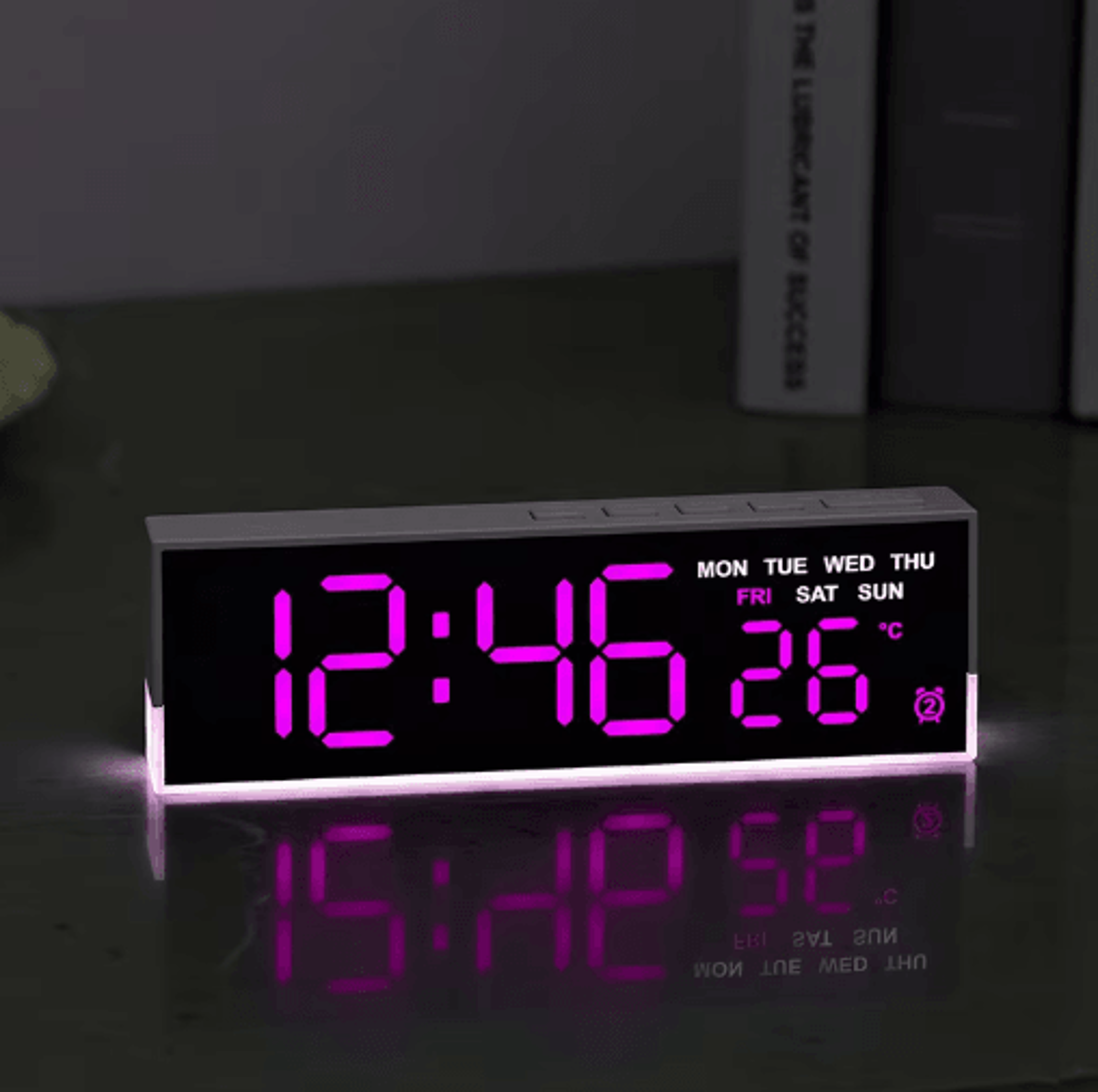 usb digital alarm clock white mood light dual alarms & temperature display