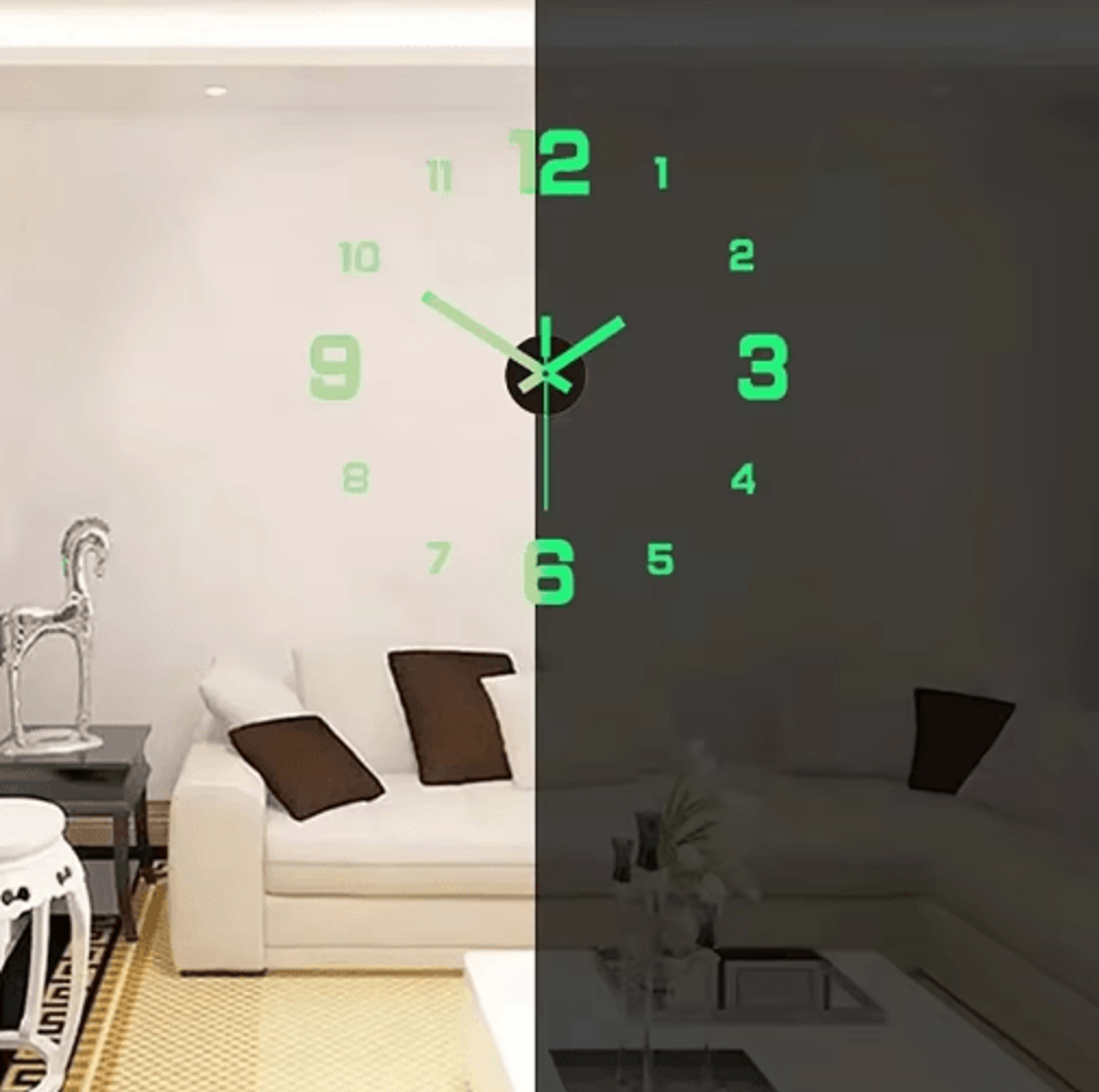 Luminous Wall Clock Stickers  Removable Modern DIY Clock Decor 12