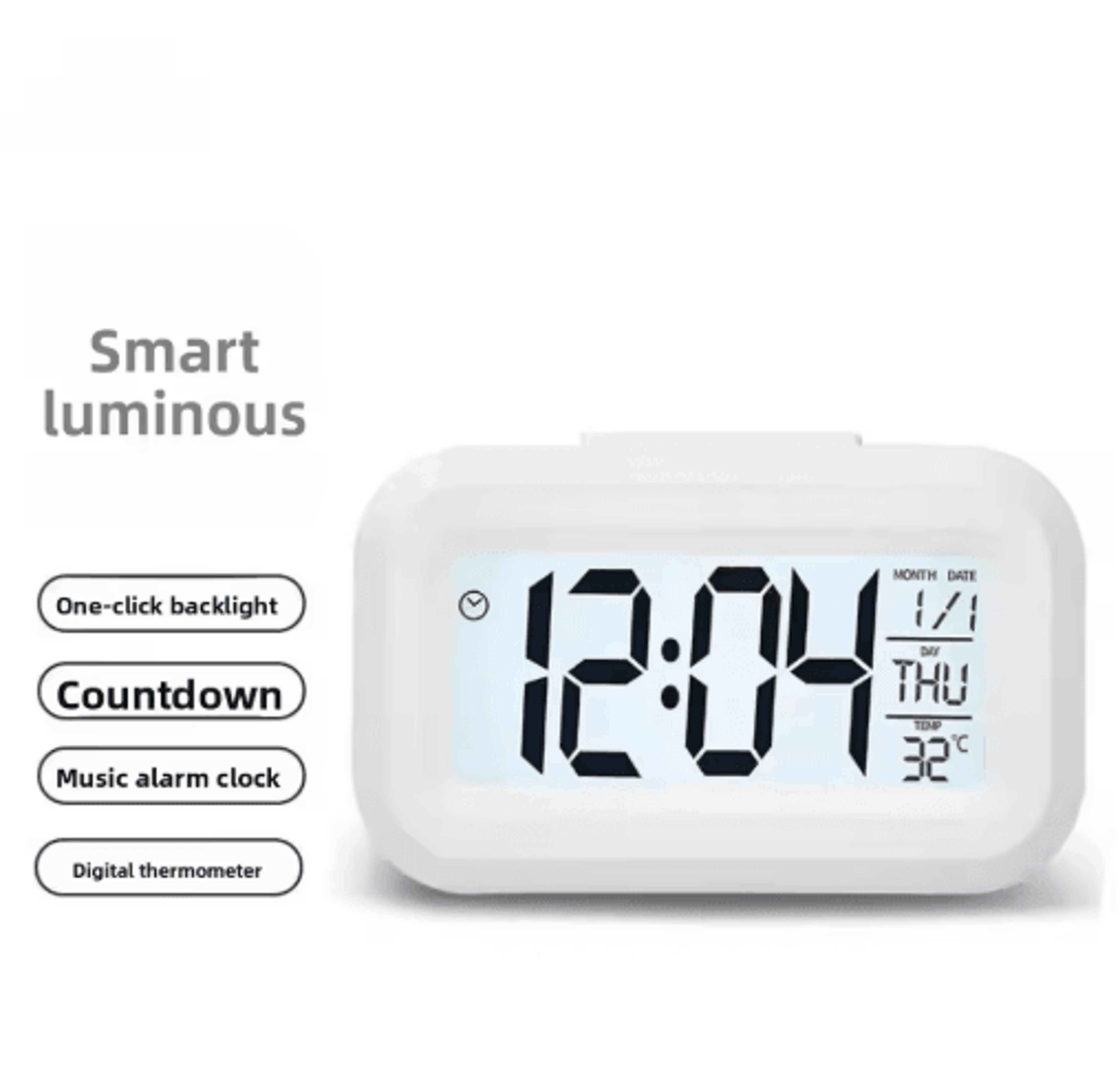 Kids Digital Bedside Alarm Clock  Date  Temperature Display For Bedroom Or Desk 9