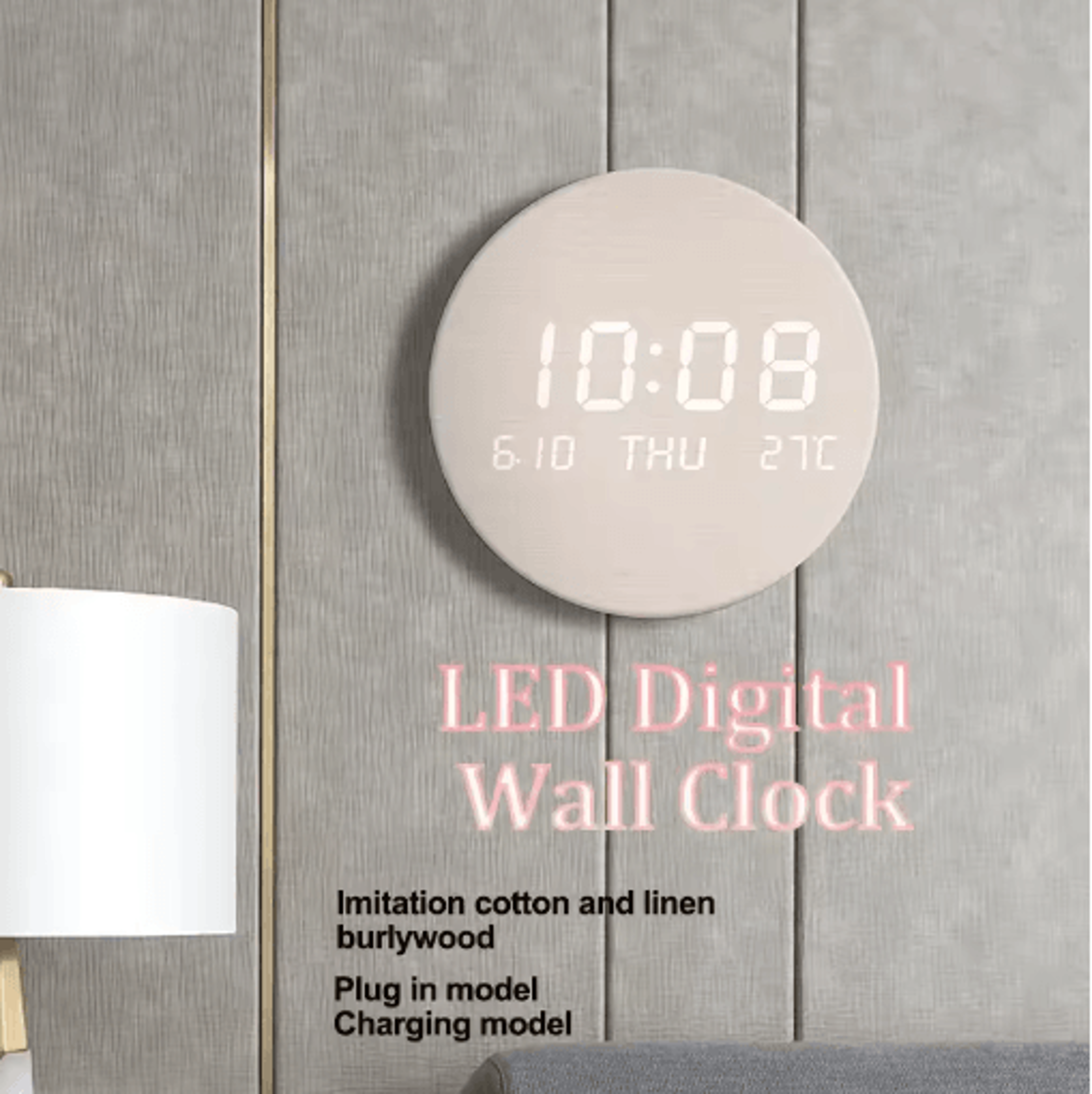 LED Digital Wall Clock  Temperature Date  Time Multifunction Display 5