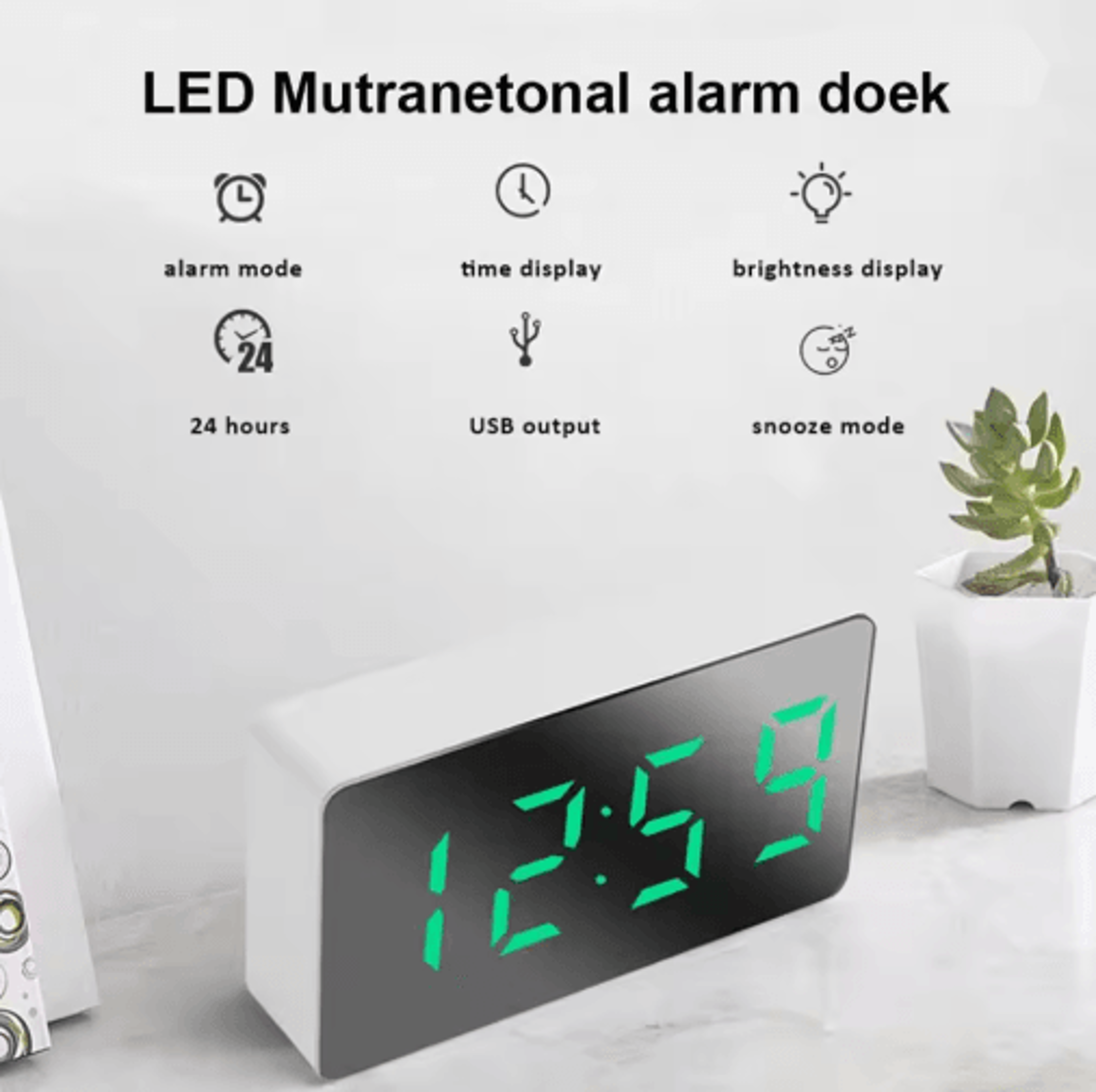 Small Digital Alarm Clock  Simple 1224H Electronic Bedside  Travel Clock 6