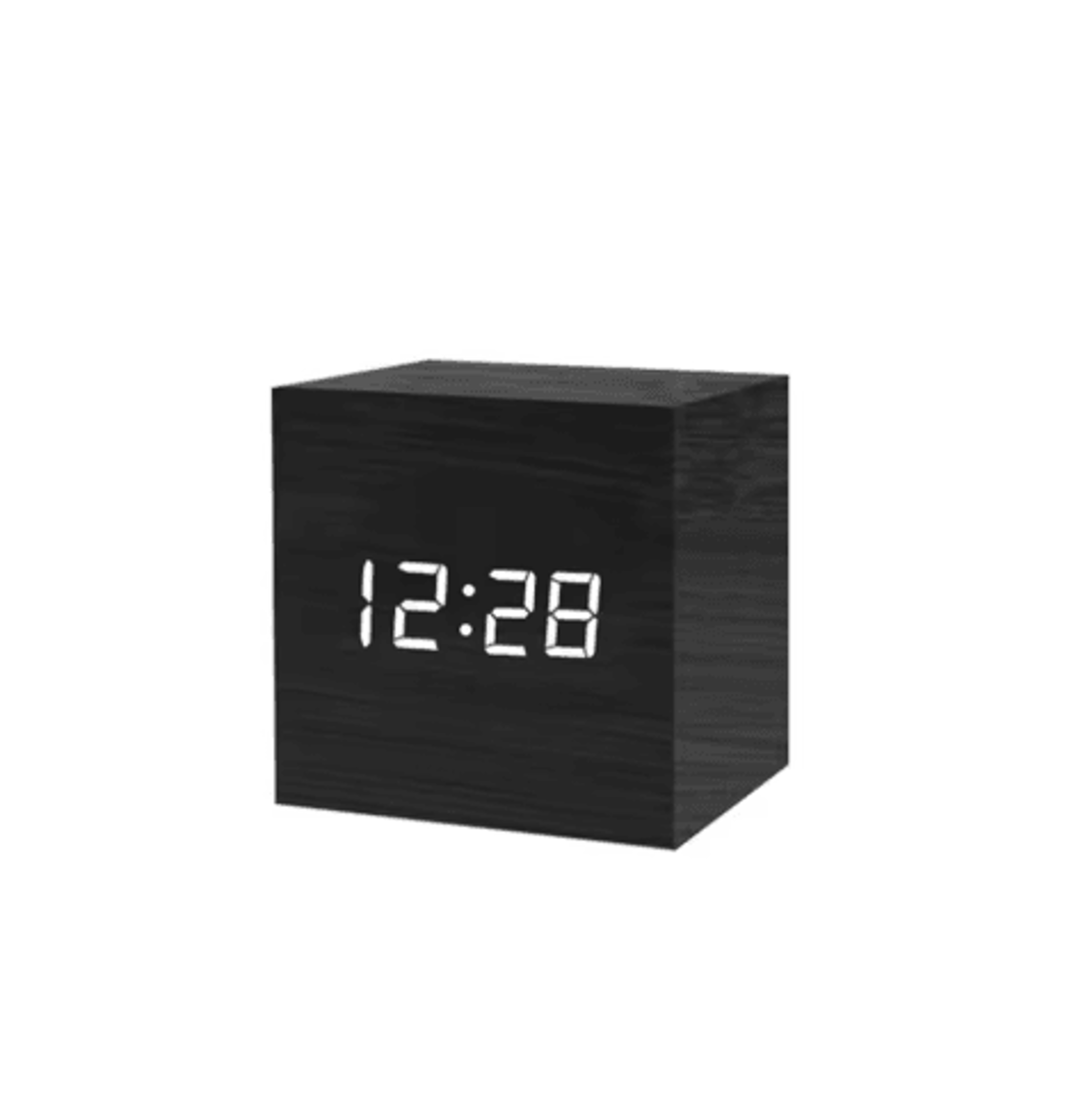Square Wooden LED Alarm Clock  Voice Control Desk Clock With Snooze 4
