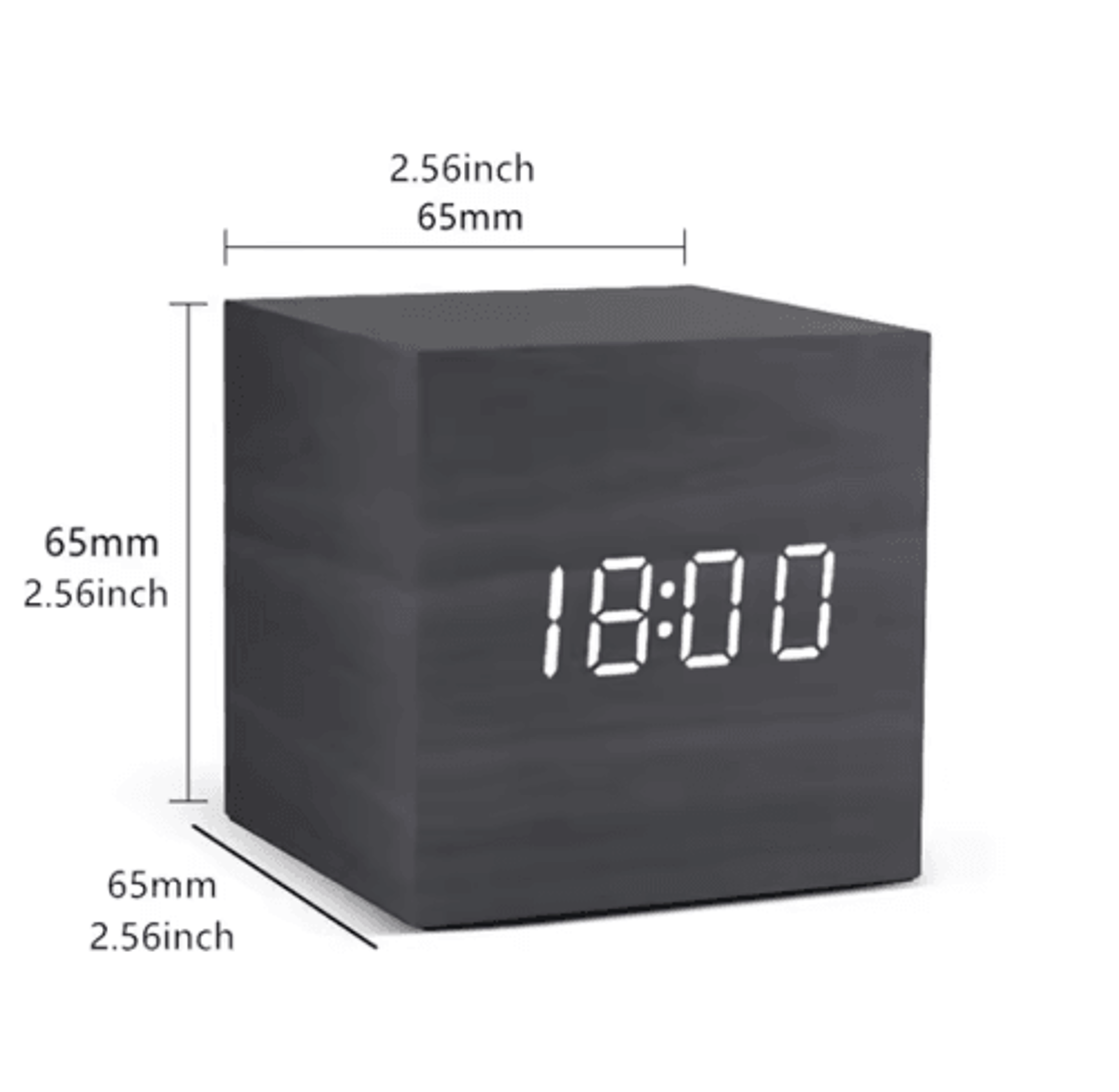 Square Wooden LED Alarm Clock  Voice Control Desk Clock With Snooze 3