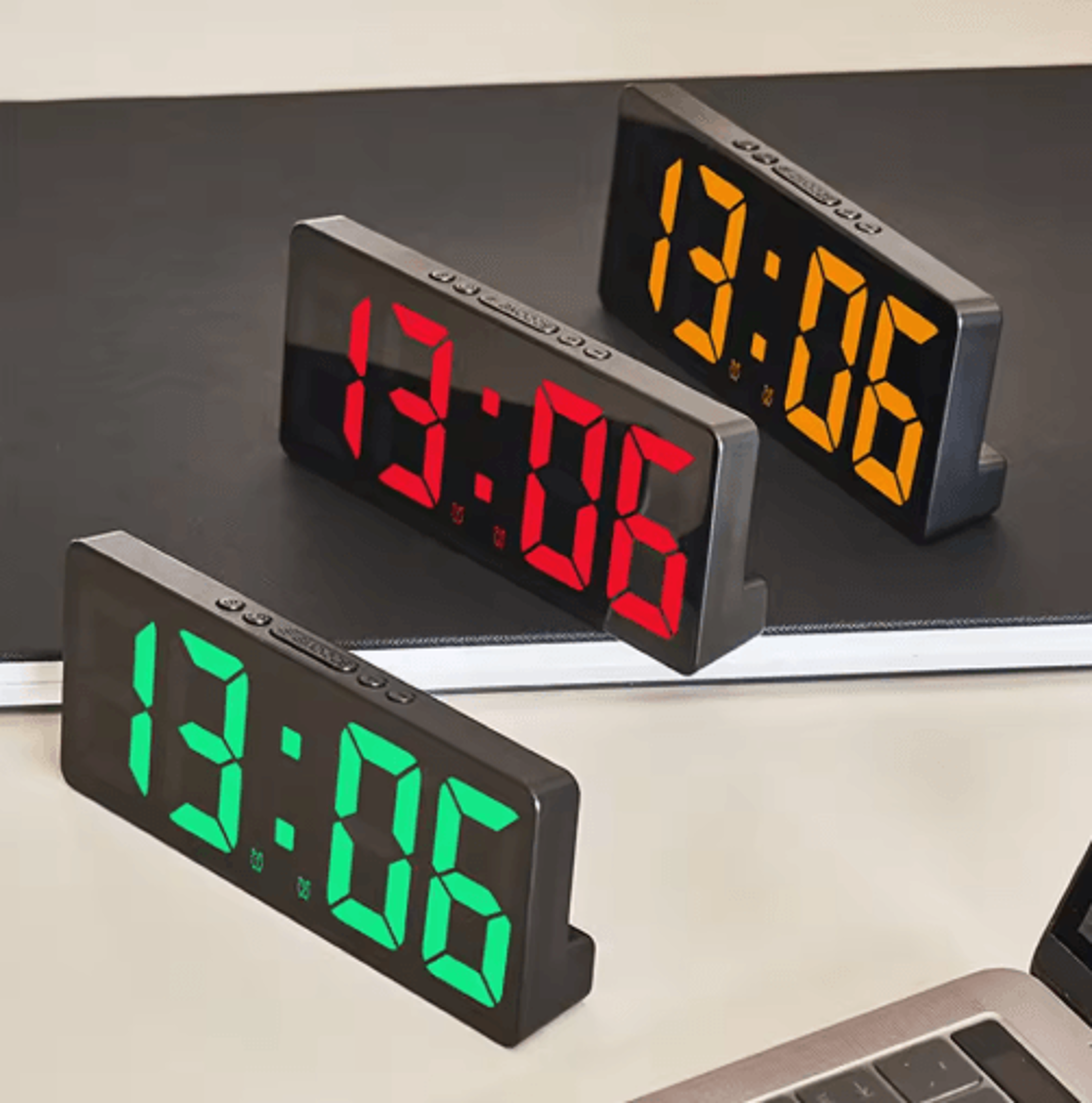voice control led alarm clock – temperature display, snooze & night mode